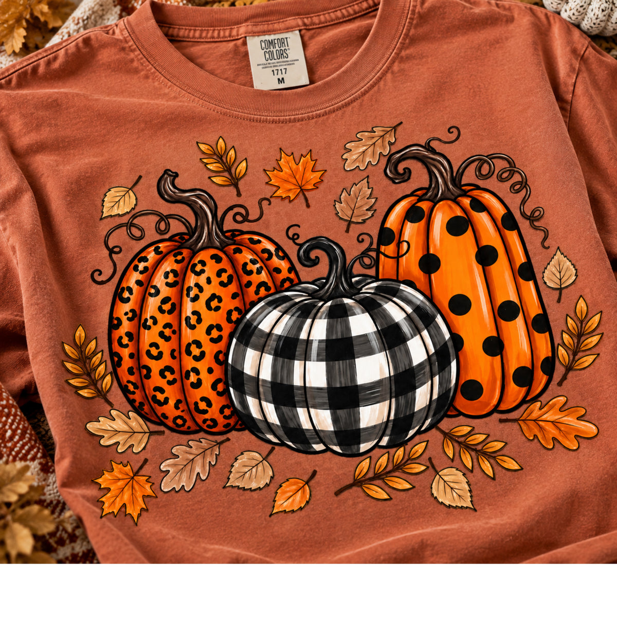 Leopard Pumpkin Fall Tee, Buffalo Plaid Pumpkin Shirt, Autumn Graphic Tee, Pumpkin Patch Shirt