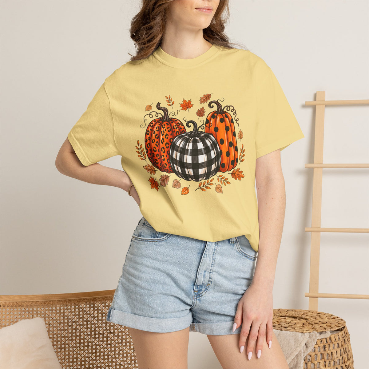 Leopard Pumpkin Fall Tee, Buffalo Plaid Pumpkin Shirt, Autumn Graphic Tee, Pumpkin Patch Shirt