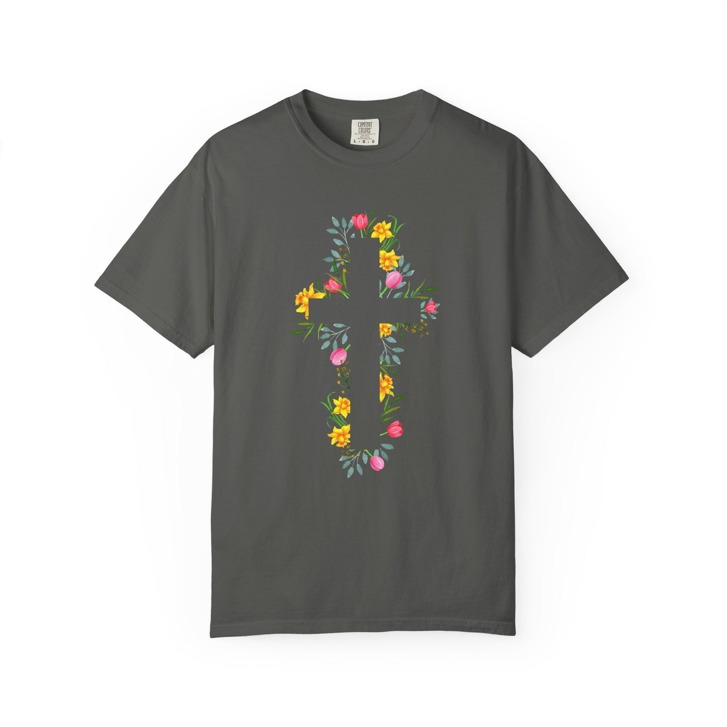 Floral Cross T-Shirt — Christian Faith Tee with Watercolor Flowers