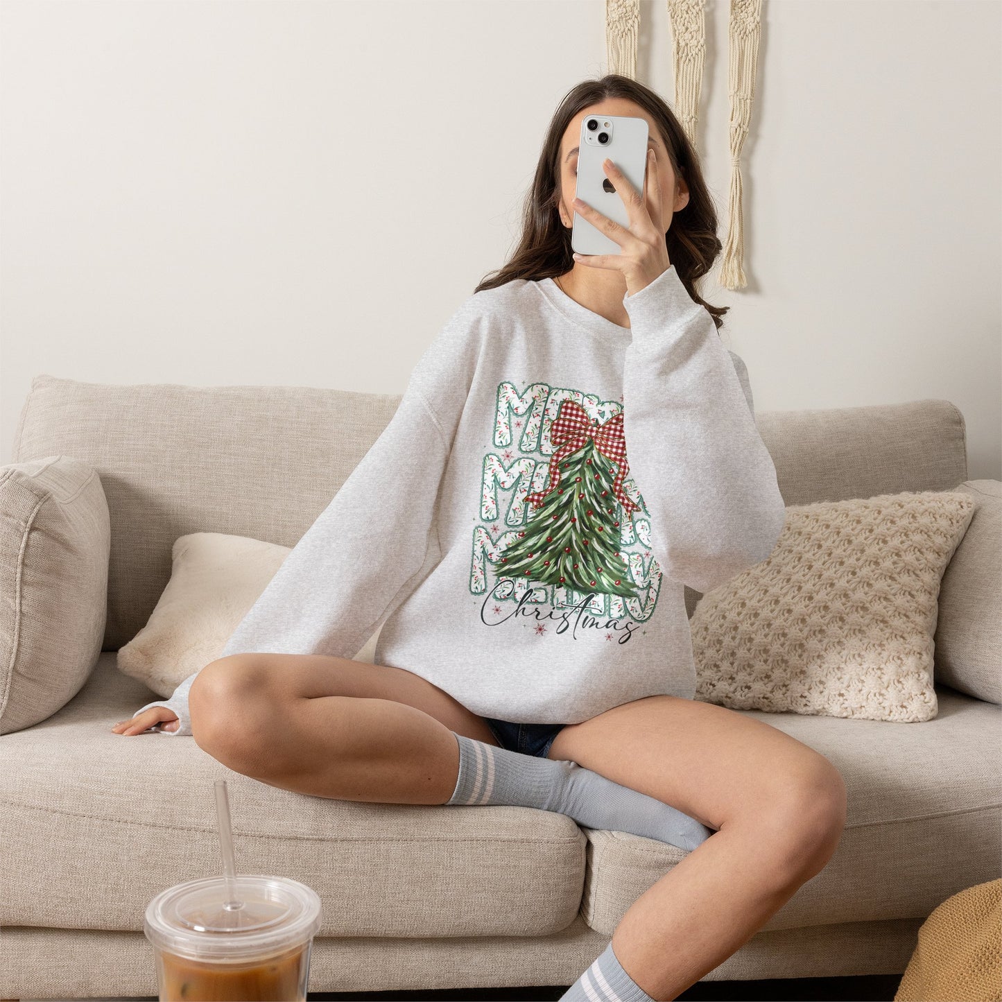 Christmas Tree Crewneck Sweatshirt — Merry Merry Holiday Graphic