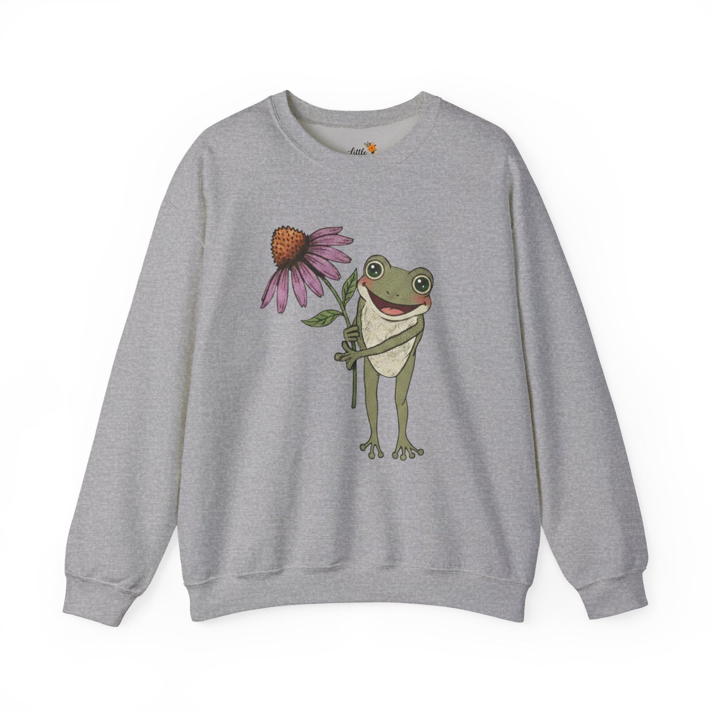 Spring Cottage Frog Sweatshirt • Whimsical Garden Wildflower Crewneck • Cottagecore Floral Pullover