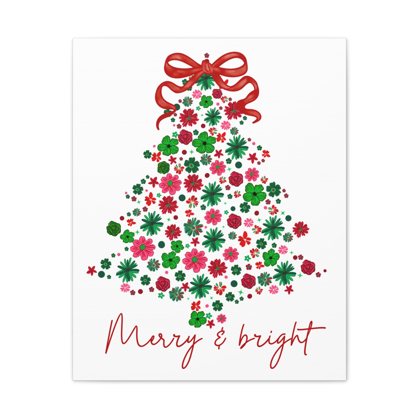 Festive Canvas Wall Art - Merry & Bright Christmas Tree