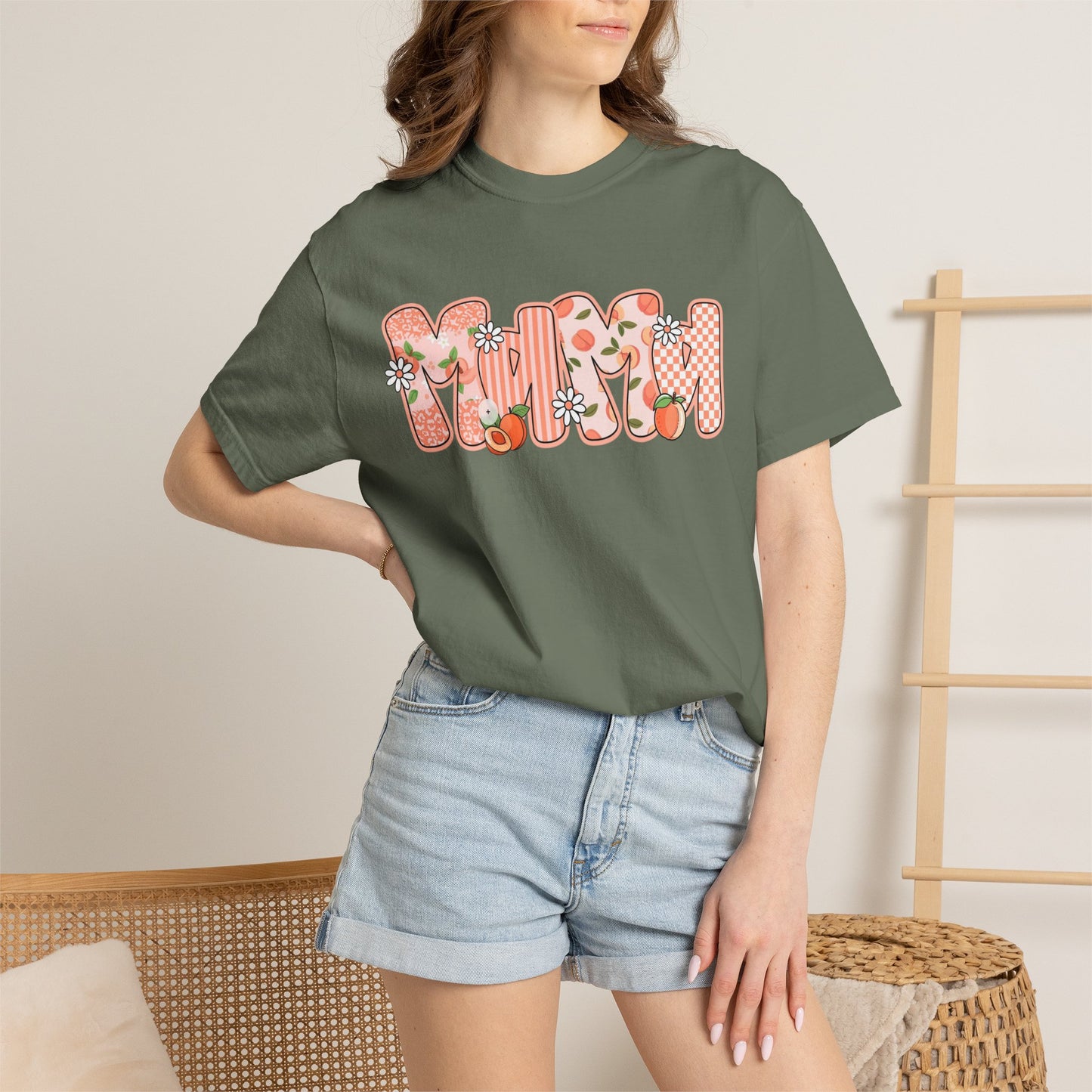 Peach Floral Mama Graphic Tee • Spring Mama Shirt • Soft Girly Mom Shirt • Floral Boutique Style Outfit