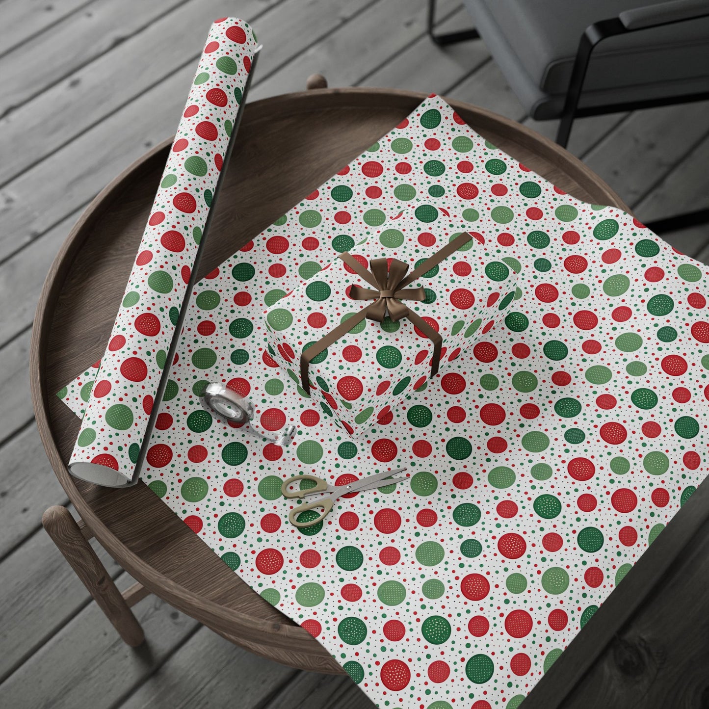 Red & Green Polka Dot Christmas Wrapping Paper | Classic Holiday Pattern | Festive Dots Gift Wrap | Modern Christmas Decor