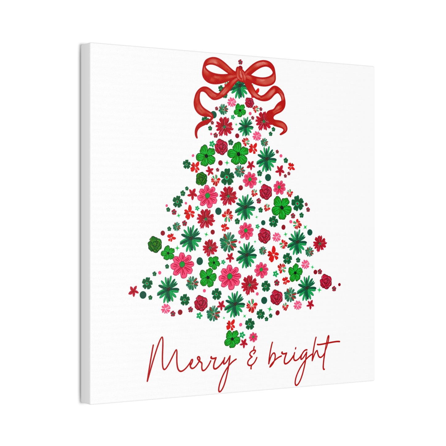 Festive Canvas Wall Art - Merry & Bright Christmas Tree
