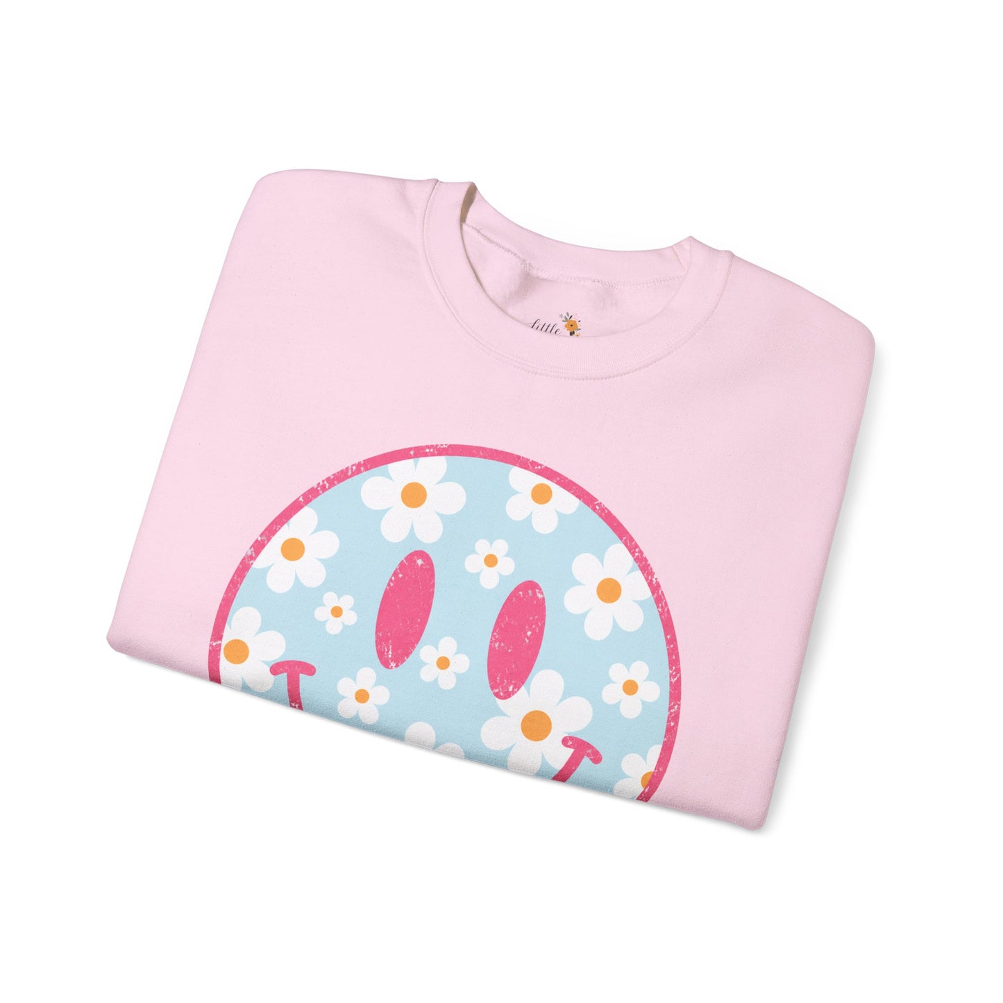 Retro Daisy Smile Sweatshirt • Floral Happy Face Crewneck • Cute Mama Cozy Sweatshirt