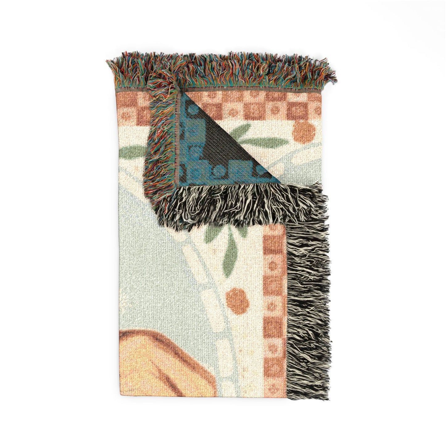 Spring Floral Cross Woven Blanket — Easter Landscape Cross & Floral Throw