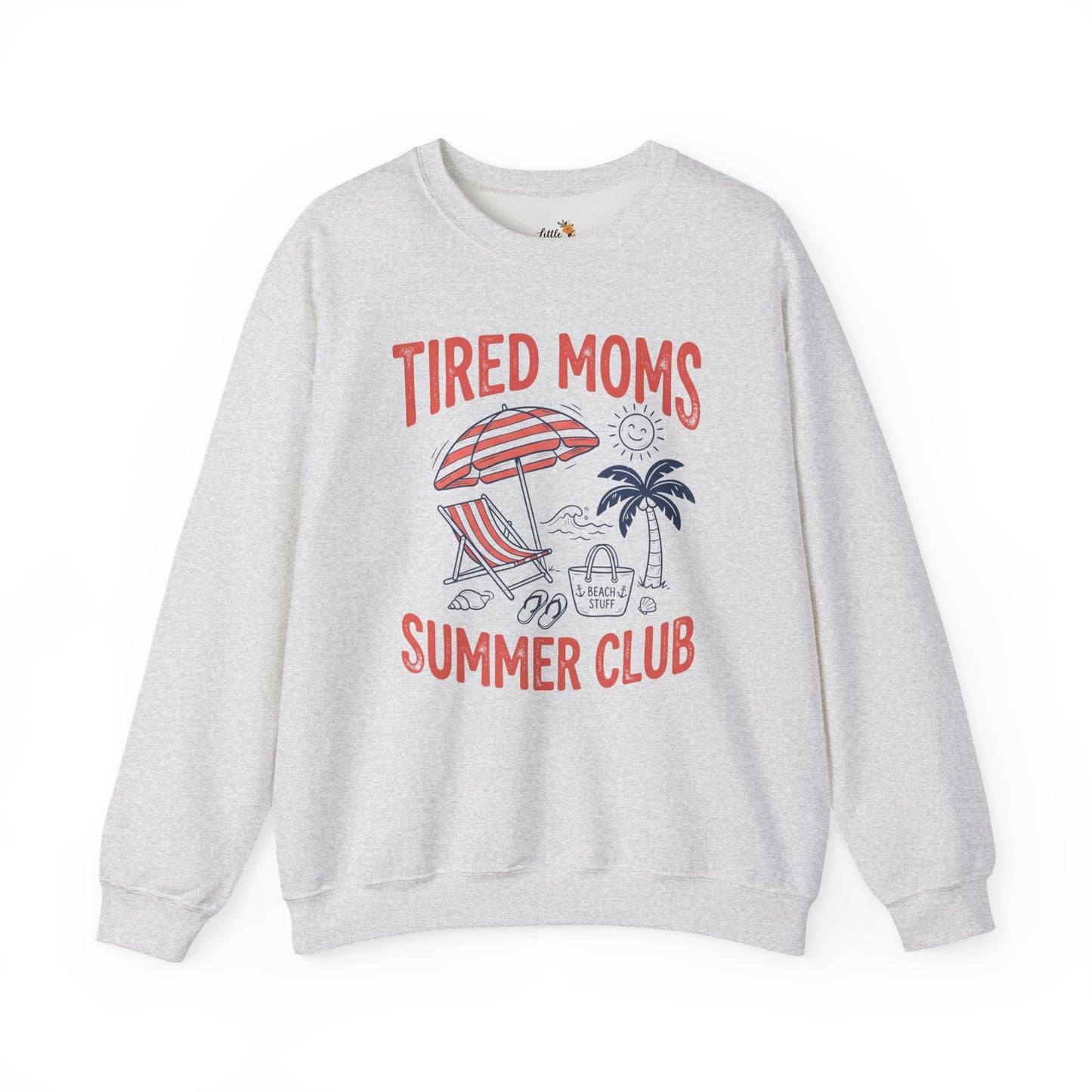 Tired Moms Summer Club Sweatshirt • Beach Mom Crewneck • Summer Mama Graphic Sweatshirt • Coastal Vacation Pullover