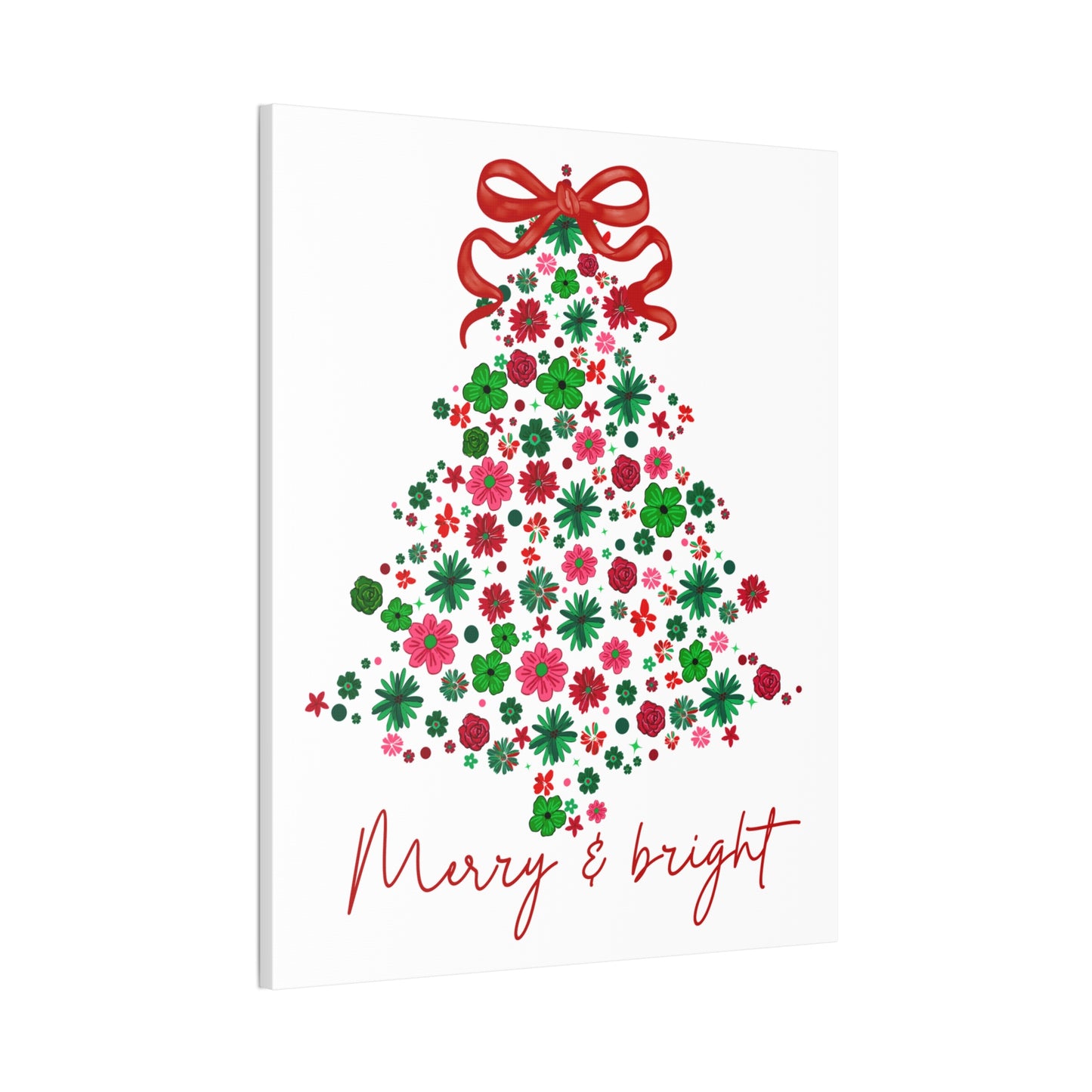 Festive Canvas Wall Art - Merry & Bright Christmas Tree