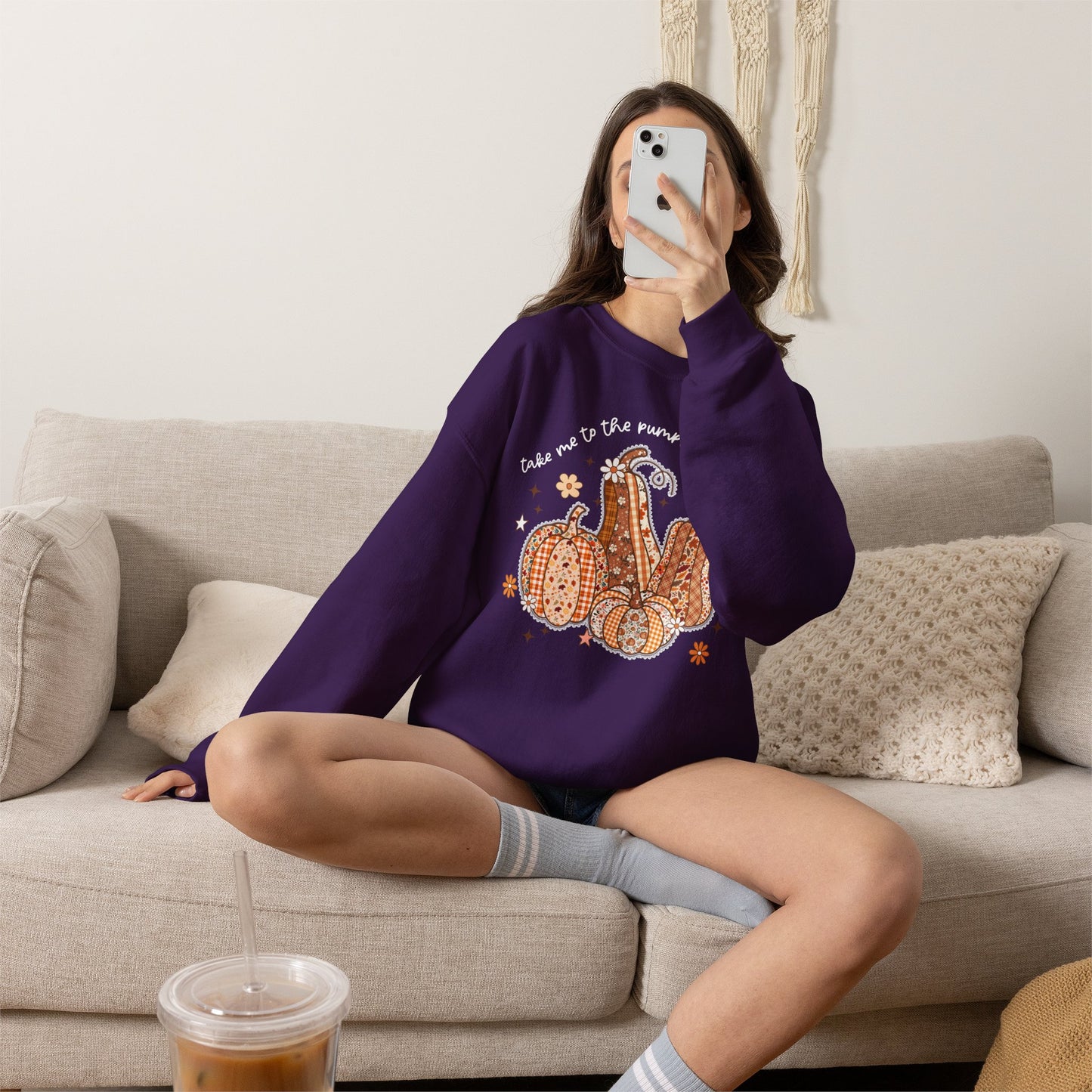 Pumpkin Patch Gourd Crewneck Sweatshirt – "Take Me to the Pumpkin Patch" Fall Pullover