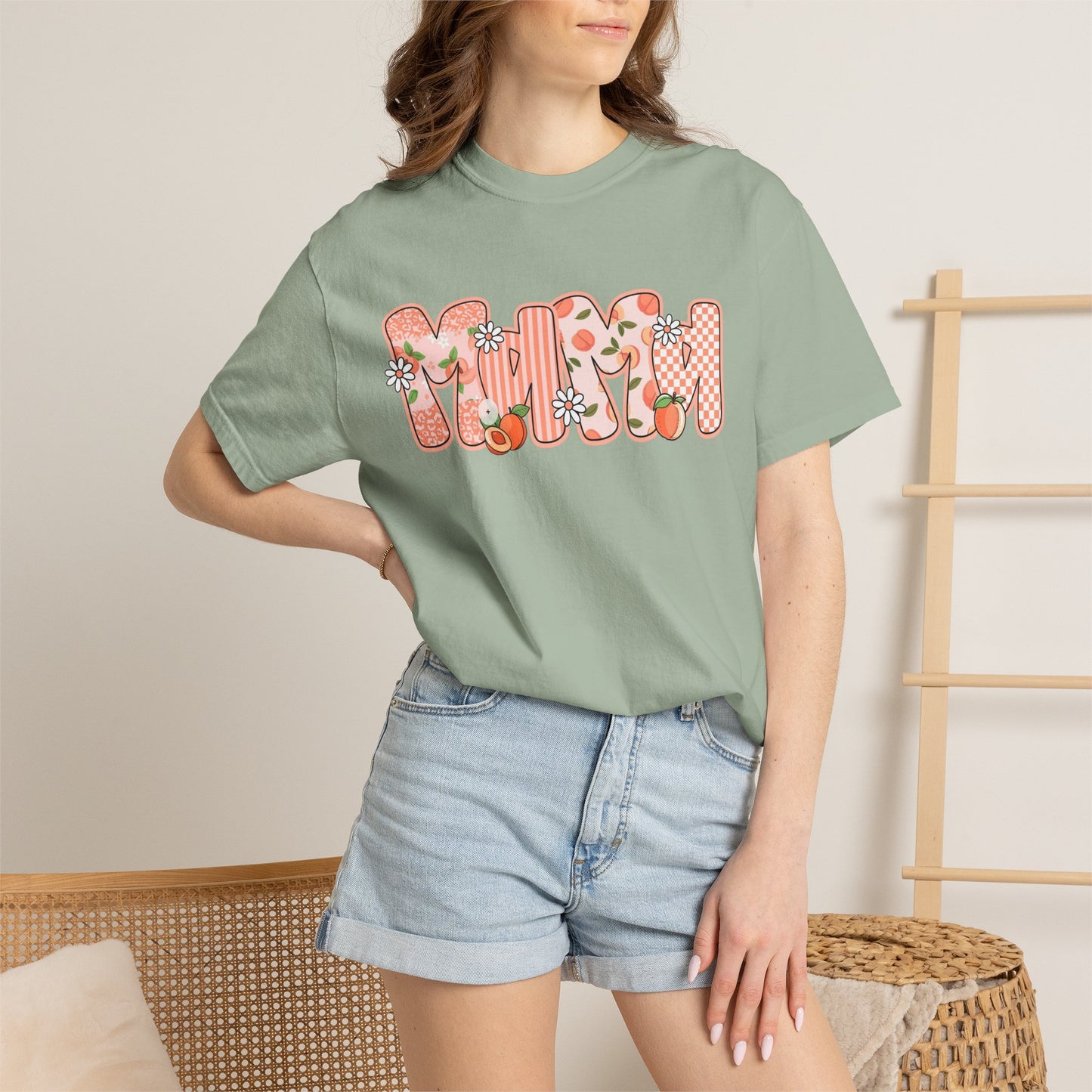 Peach Floral Mama Graphic Tee • Spring Mama Shirt • Soft Girly Mom Shirt • Floral Boutique Style Outfit