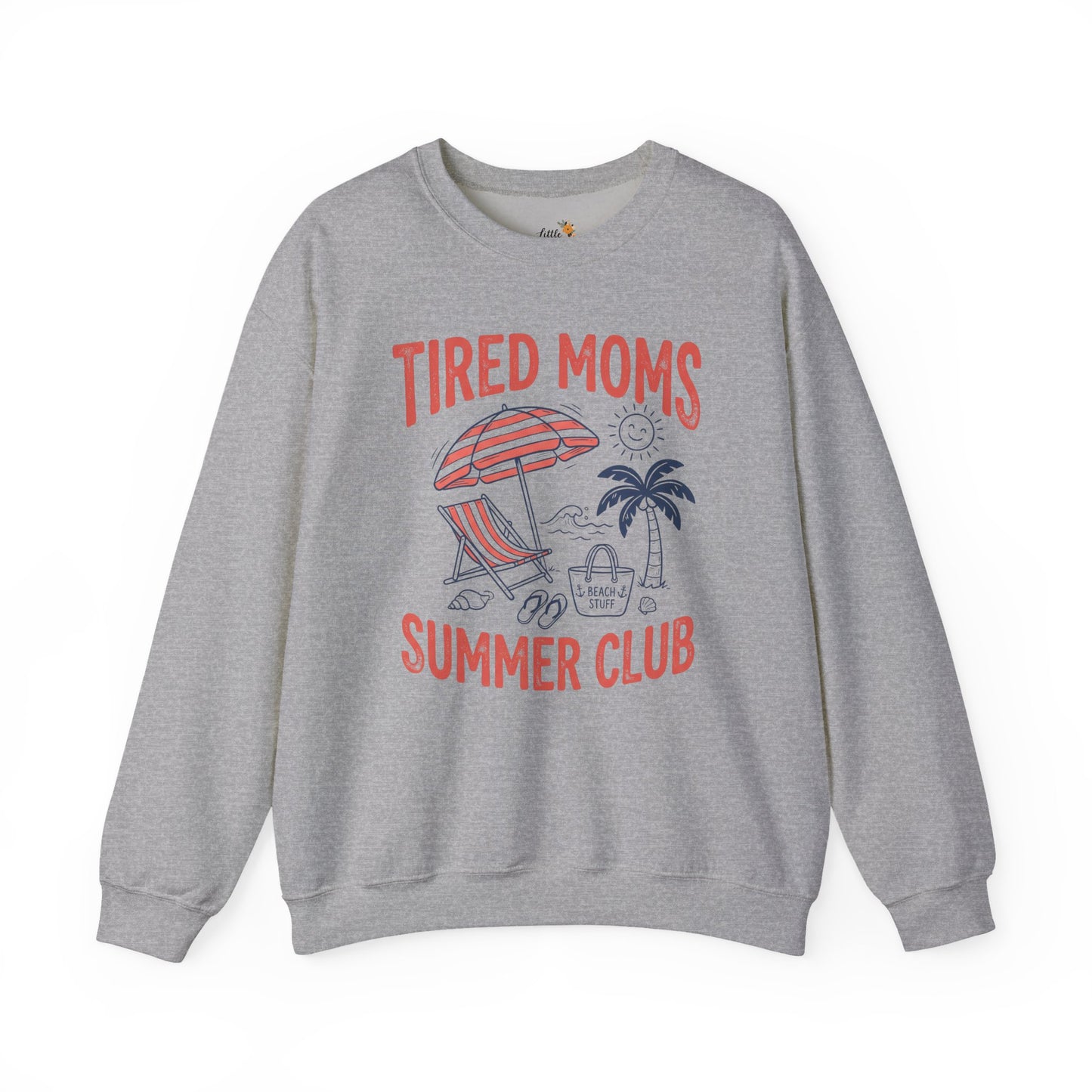 Tired Moms Summer Club Sweatshirt • Beach Mom Crewneck • Summer Mama Graphic Sweatshirt • Coastal Vacation Pullover