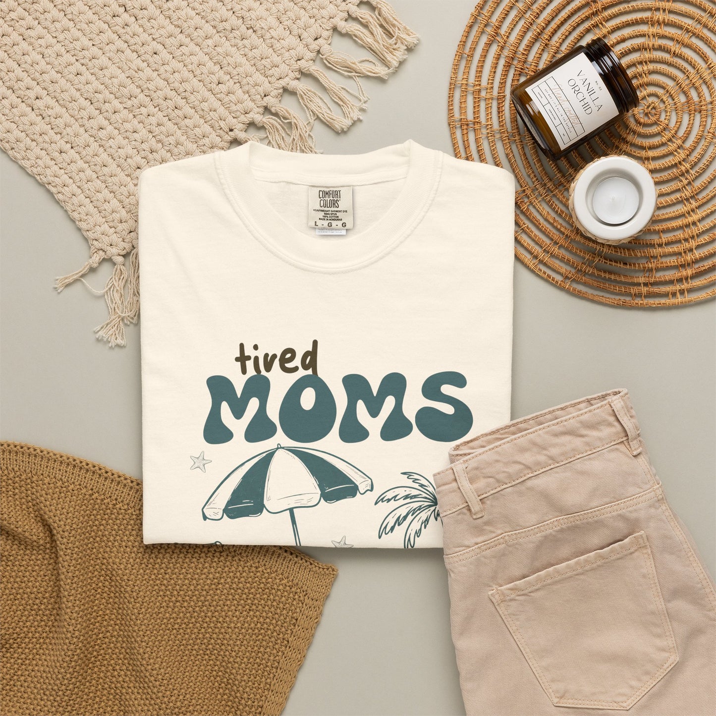Tired Moms Summer Club Beach Mom Graphic Tee • Summer Vacation Shirt • Pool Day Mama Outfit • Coastal Summer Tee