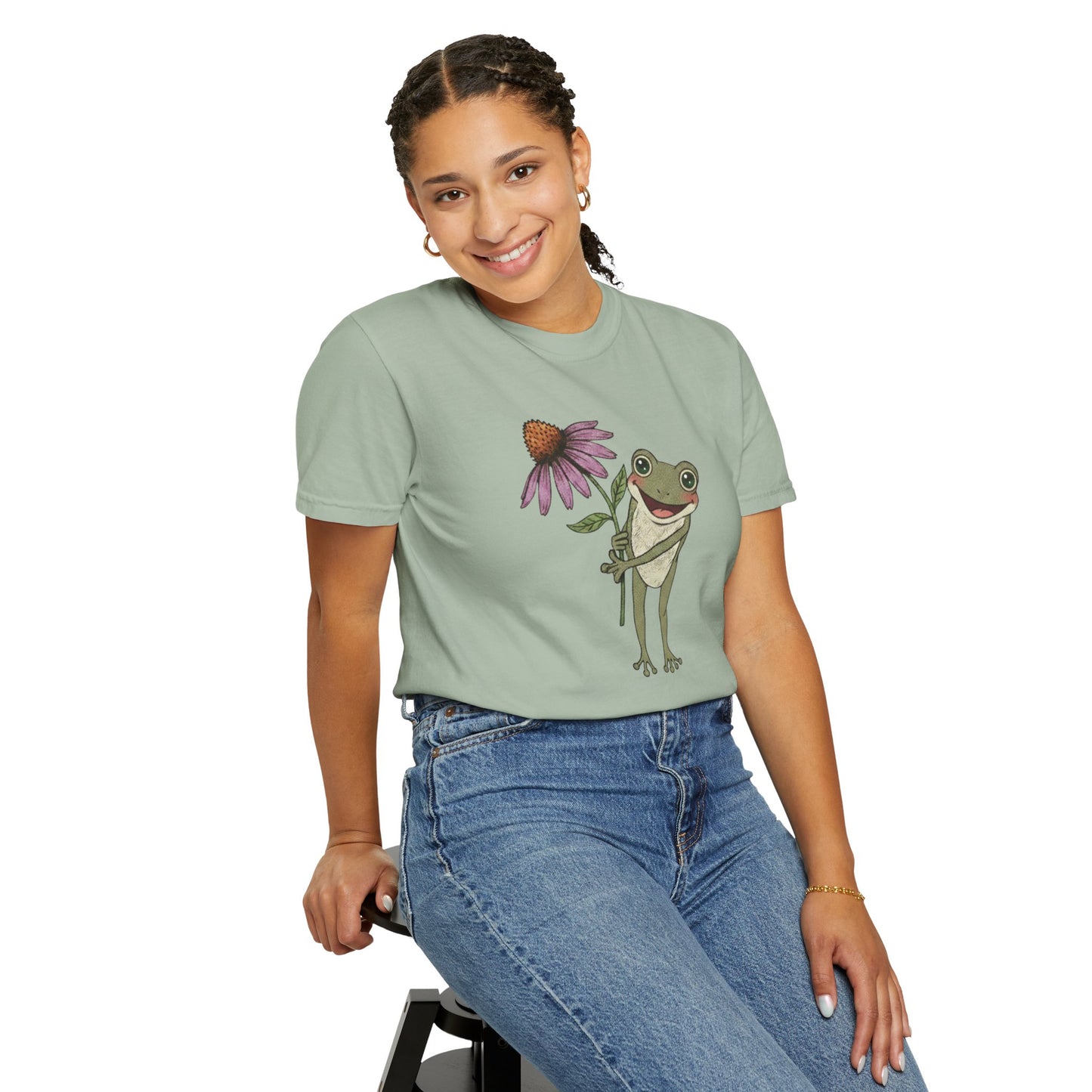 Spring Cottage Frog Tee • Whimsical Garden Wildflower T-shirt • Cottagecore Floral Tshirt