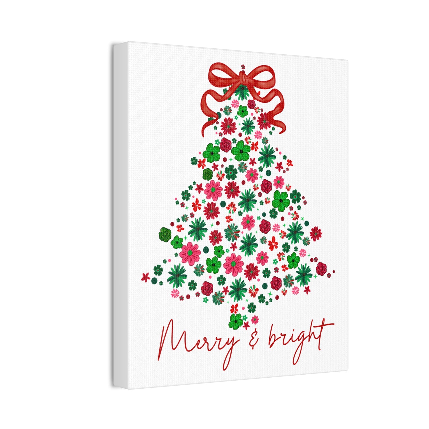 Festive Canvas Wall Art - Merry & Bright Christmas Tree