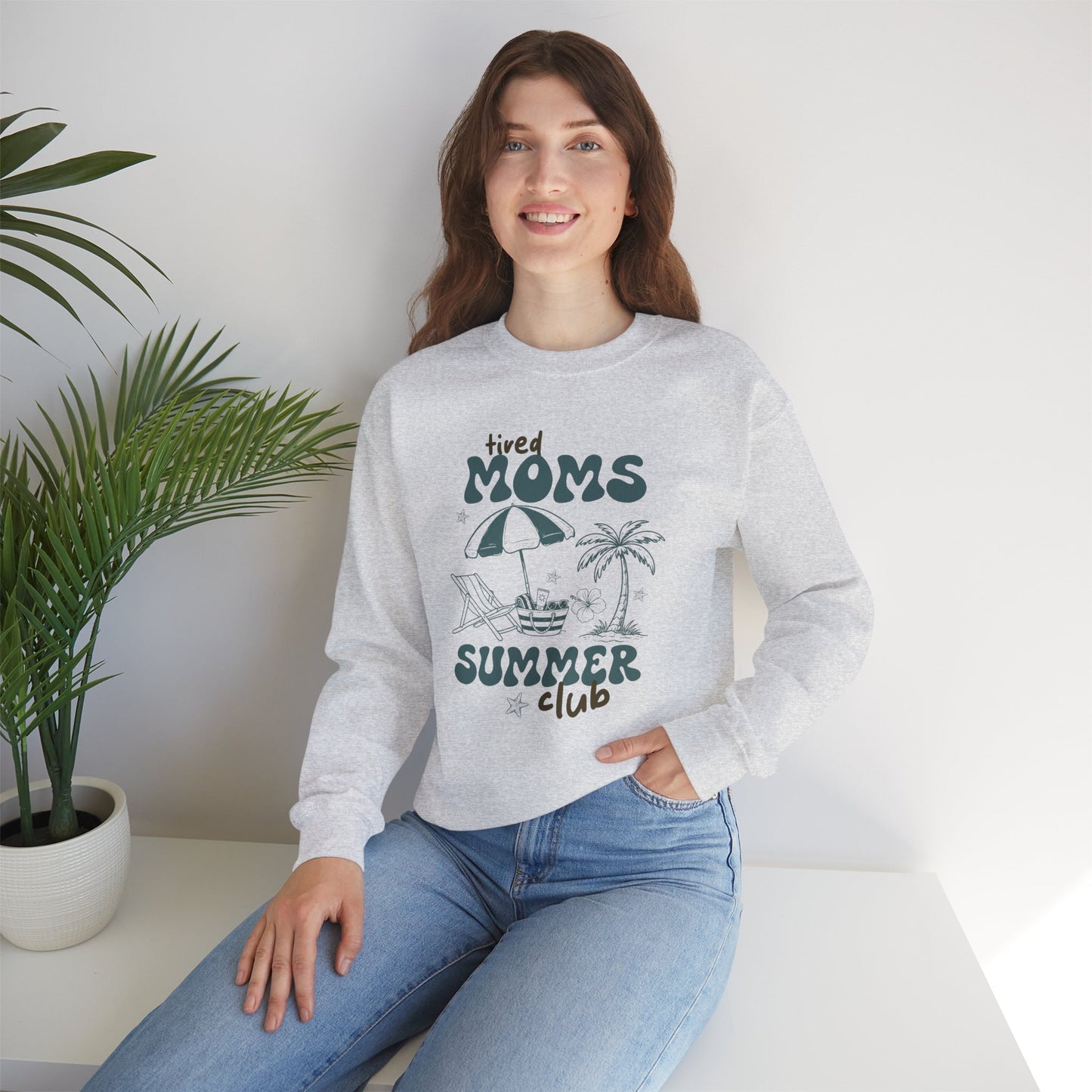 Tired Moms Summer Club Crewneck • Beach Vacation Mom Sweatshirt • Pool Day Mama Cozy Sweatshirt