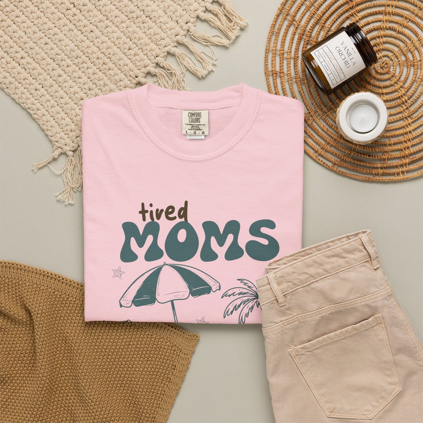 Tired Moms Summer Club Beach Mom Graphic Tee • Summer Vacation Shirt • Pool Day Mama Outfit • Coastal Summer Tee