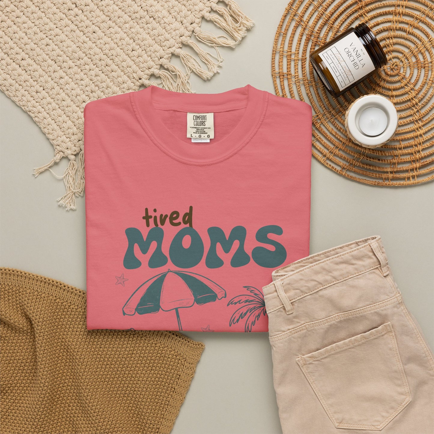 Tired Moms Summer Club Beach Mom Graphic Tee • Summer Vacation Shirt • Pool Day Mama Outfit • Coastal Summer Tee