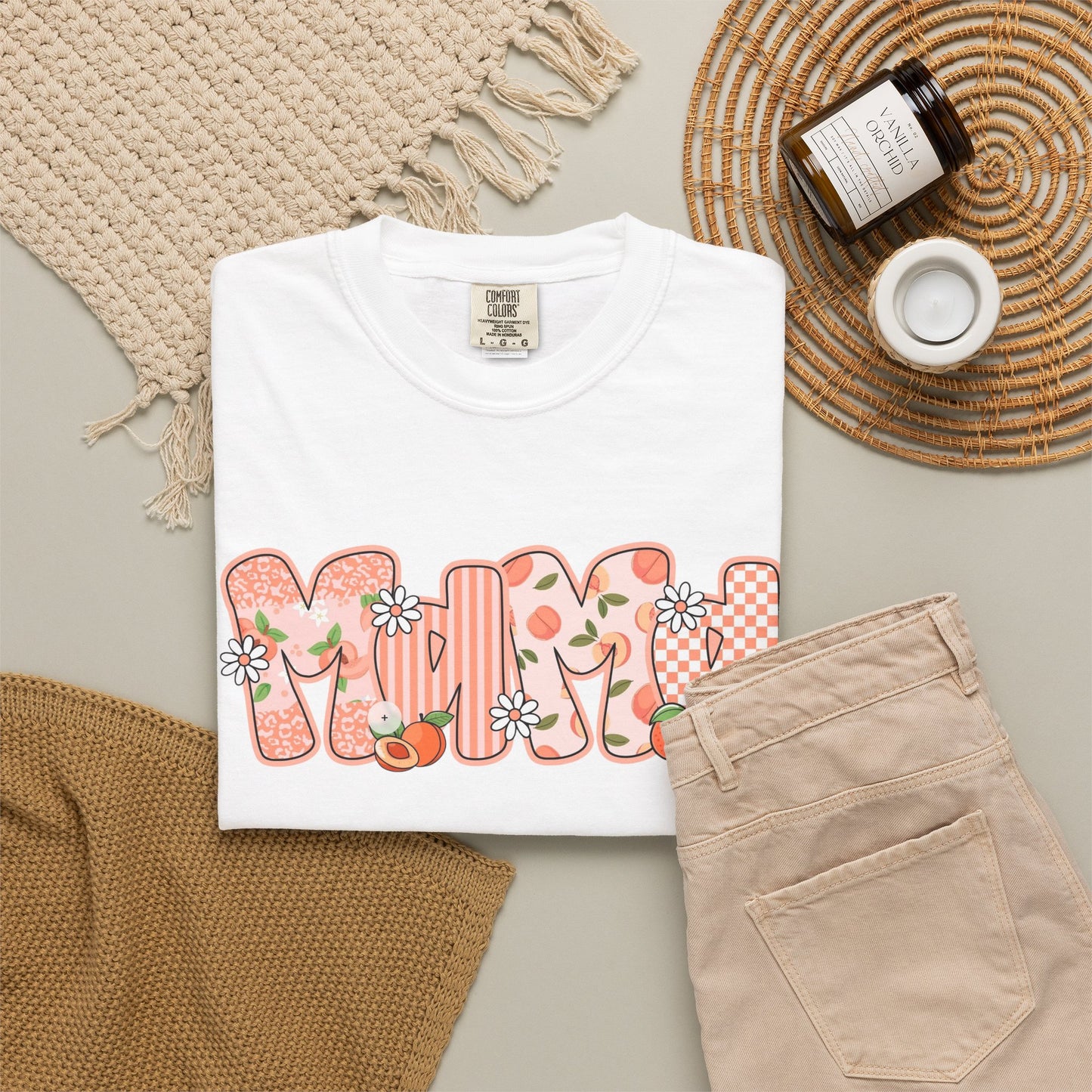 Peach Floral Mama Graphic Tee • Spring Mama Shirt • Soft Girly Mom Shirt • Floral Boutique Style Outfit