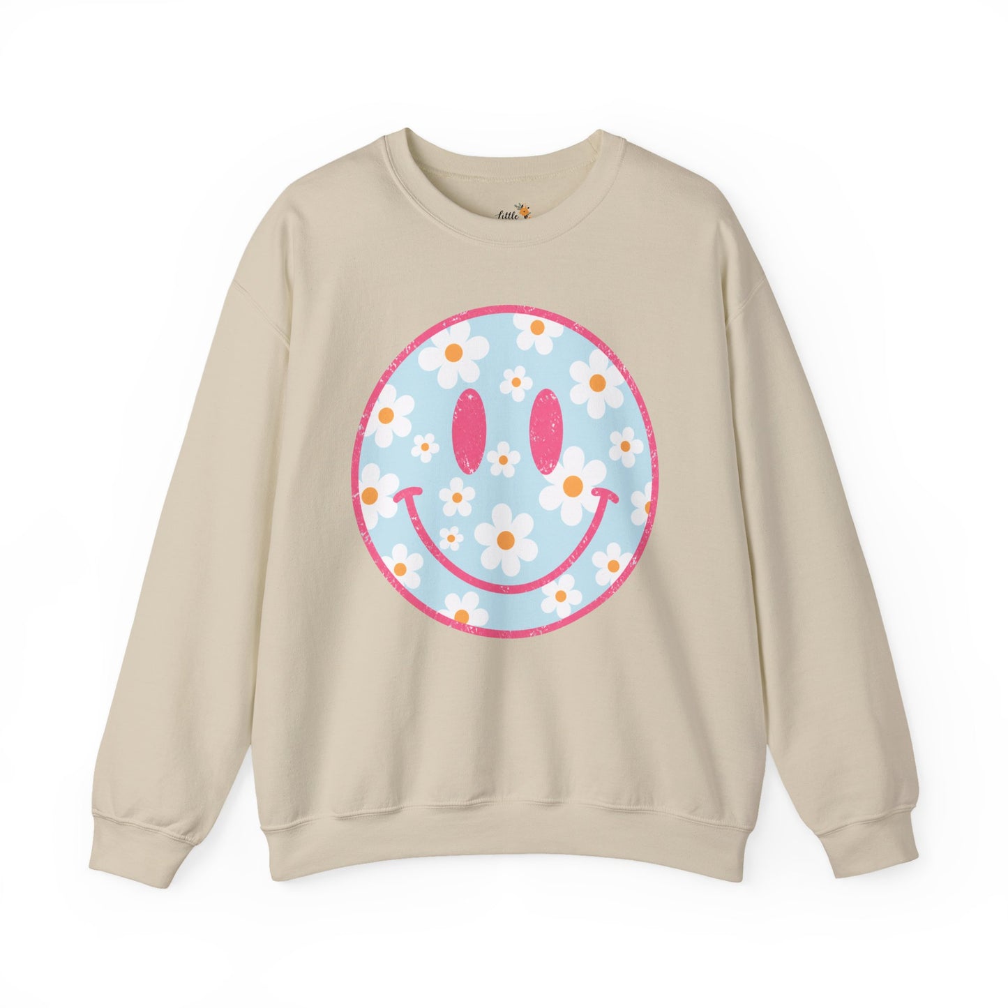 Retro Daisy Smile Sweatshirt • Floral Happy Face Crewneck • Cute Mama Cozy Sweatshirt