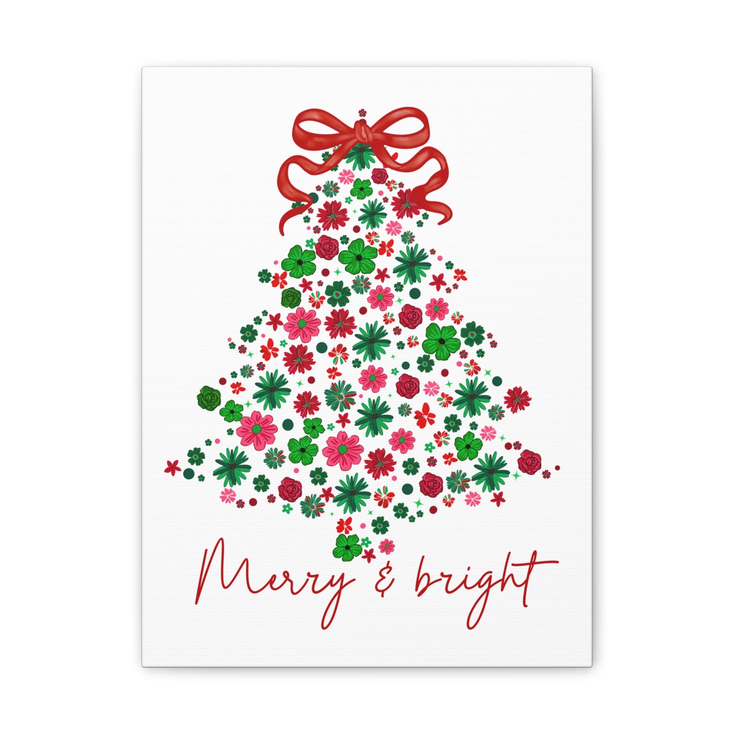 Festive Canvas Wall Art - Merry & Bright Christmas Tree