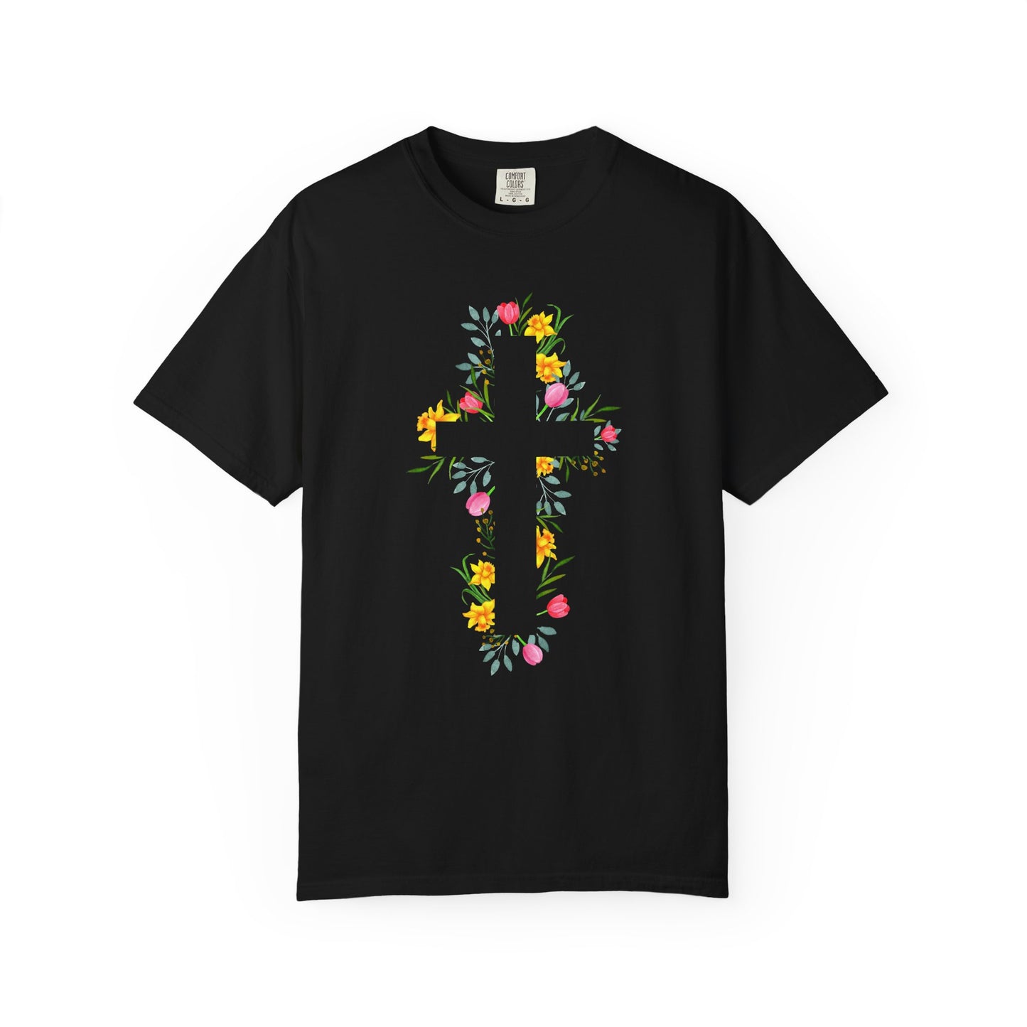 Floral Cross T-Shirt — Christian Faith Tee with Watercolor Flowers