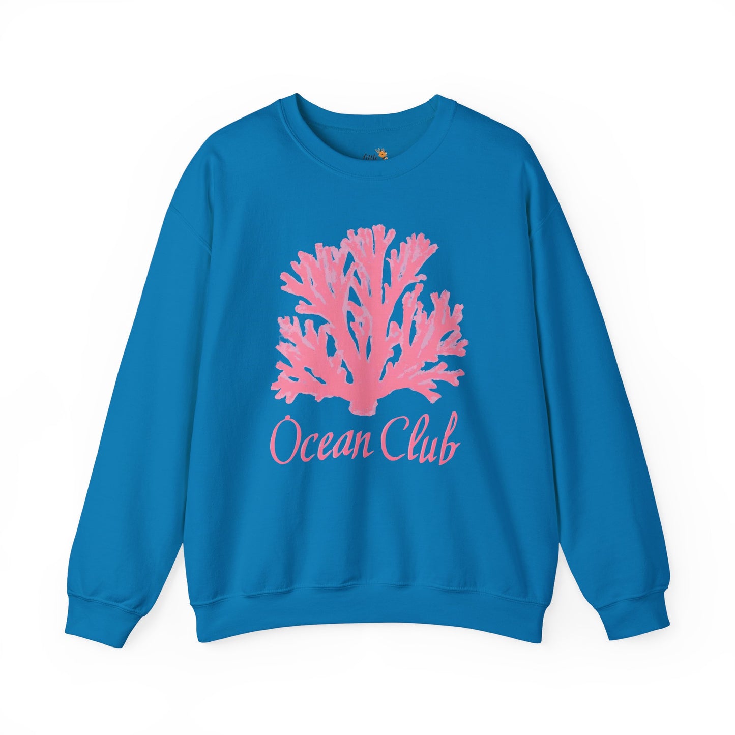 Ocean Club Crewneck • Coastal Summer Sweatshirt • Pink Coral Beach Vacation Pullover • Resort Style