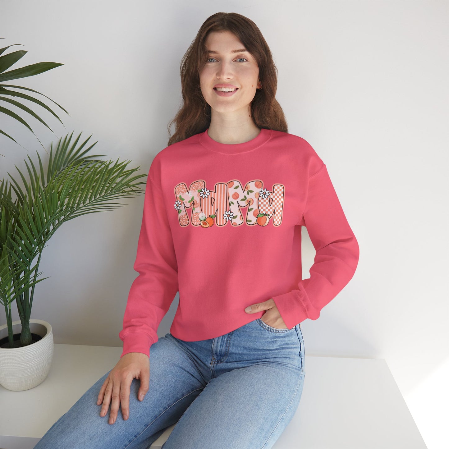 Peach Floral Mama Graphic Sweatshirt • Spring Mama Crewneck • Soft Girly Mom Pullover • Floral Boutique Style Outfit