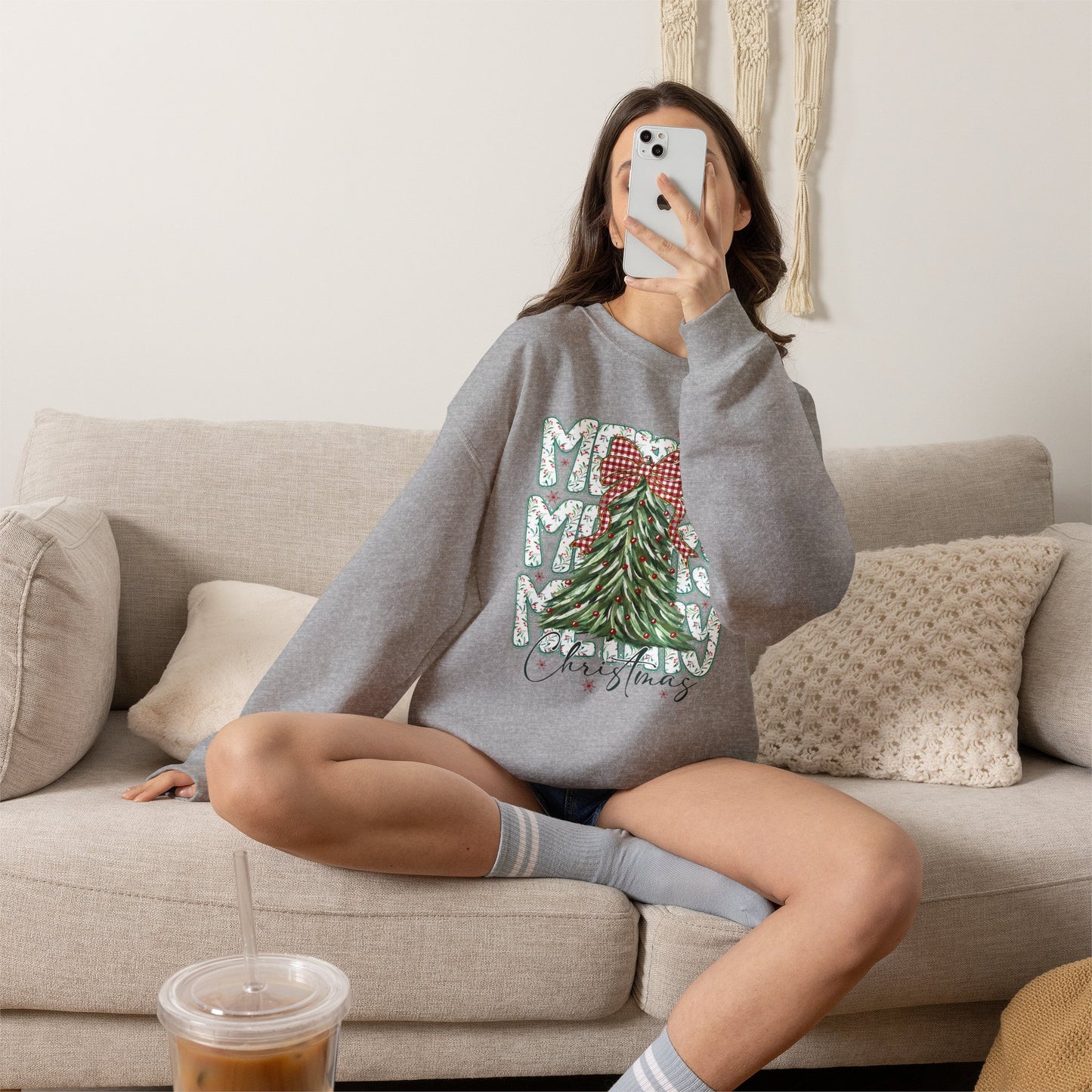 Christmas Tree Crewneck Sweatshirt — Merry Merry Holiday Graphic