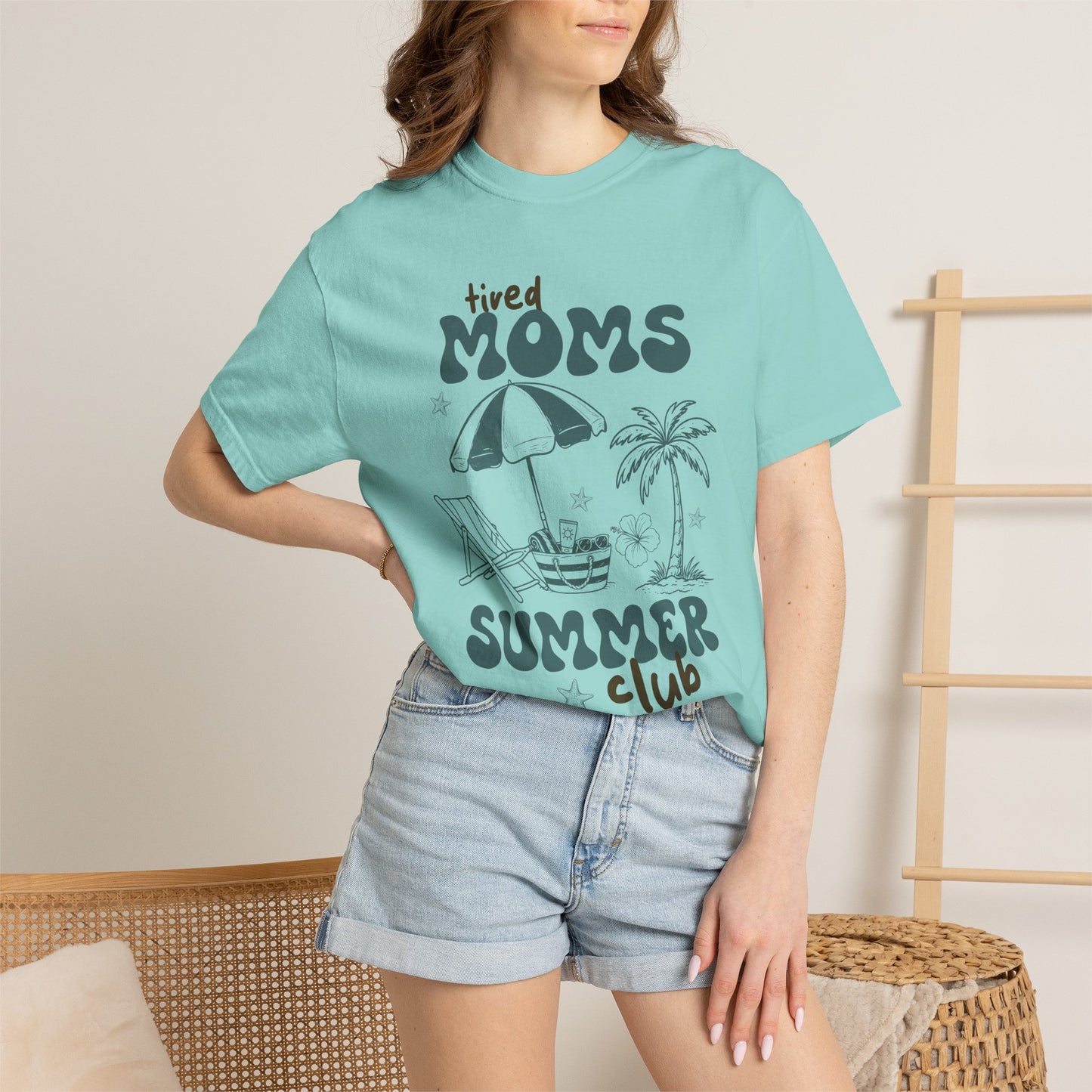 Tired Moms Summer Club Beach Mom Graphic Tee • Summer Vacation Shirt • Pool Day Mama Outfit • Coastal Summer Tee