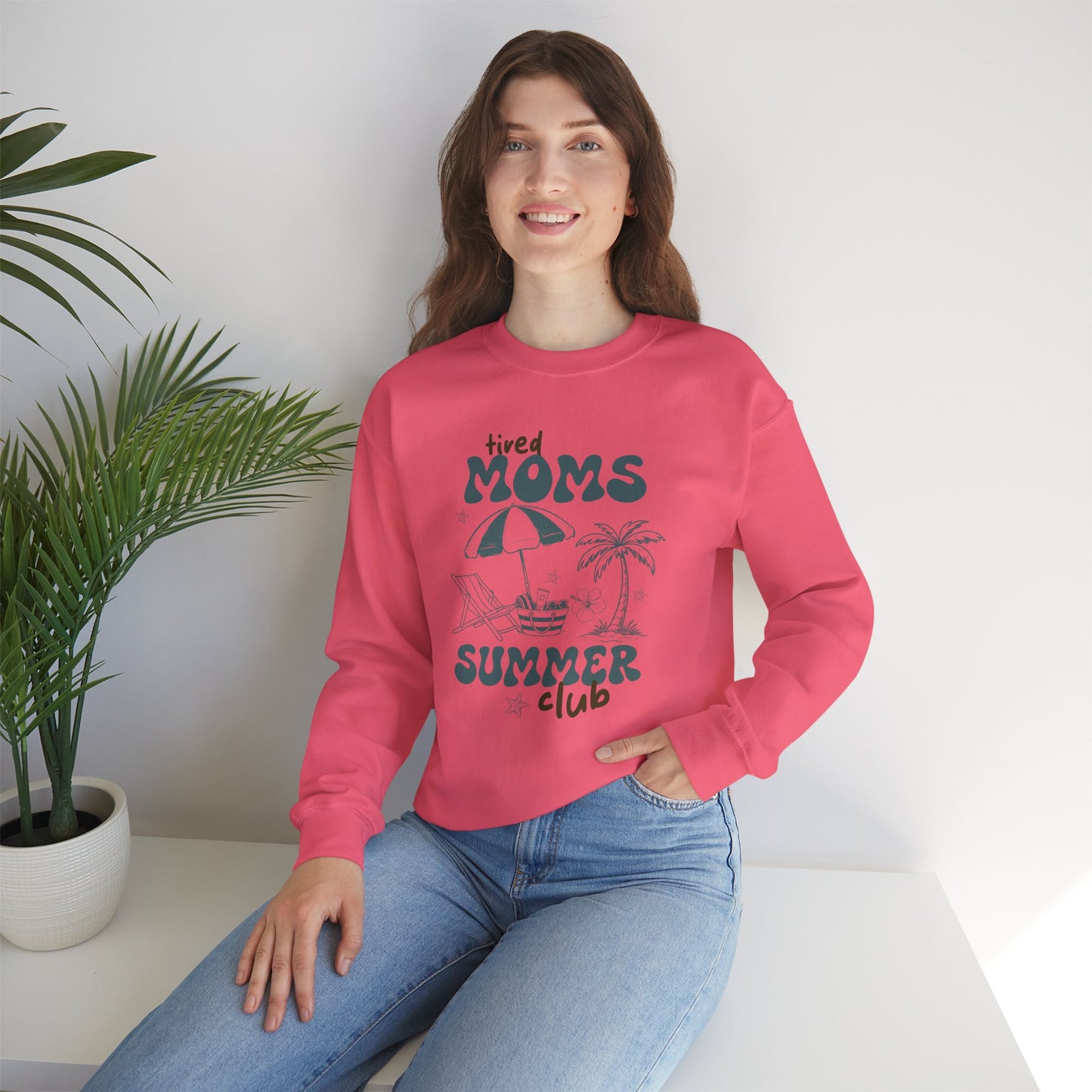 Tired Moms Summer Club Crewneck • Beach Vacation Mom Sweatshirt • Pool Day Mama Cozy Sweatshirt