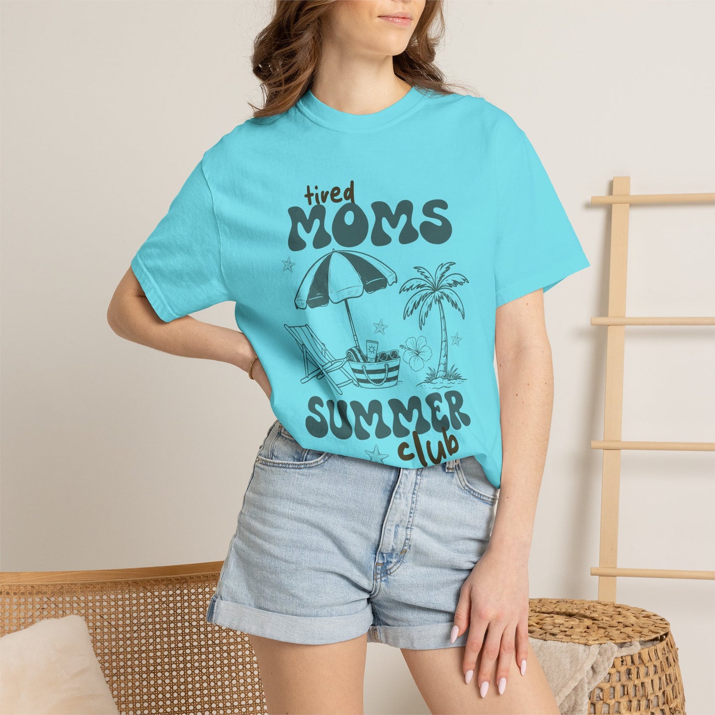 Tired Moms Summer Club Beach Mom Graphic Tee • Summer Vacation Shirt • Pool Day Mama Outfit • Coastal Summer Tee