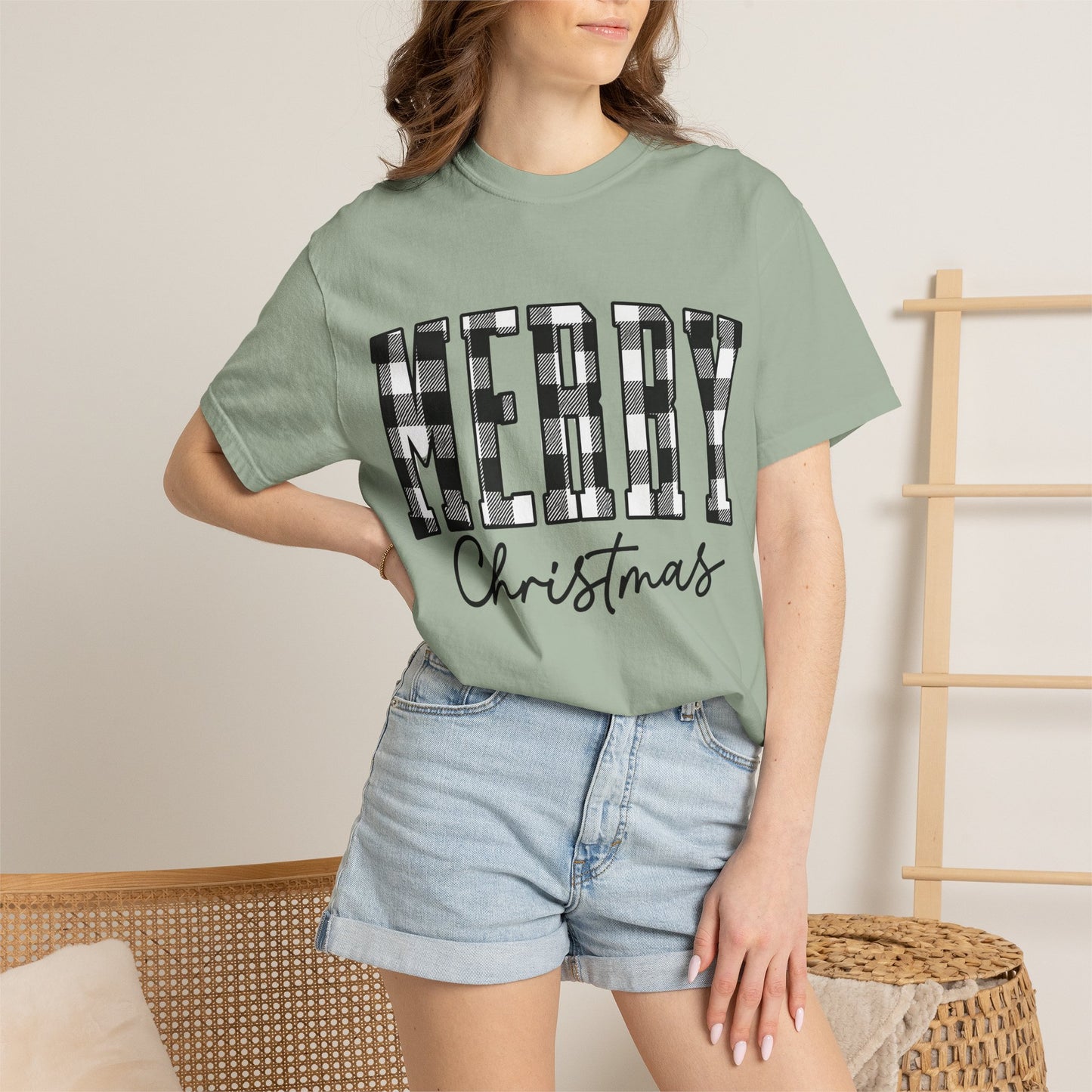Merry Christmas Buffalo Plaid Tee