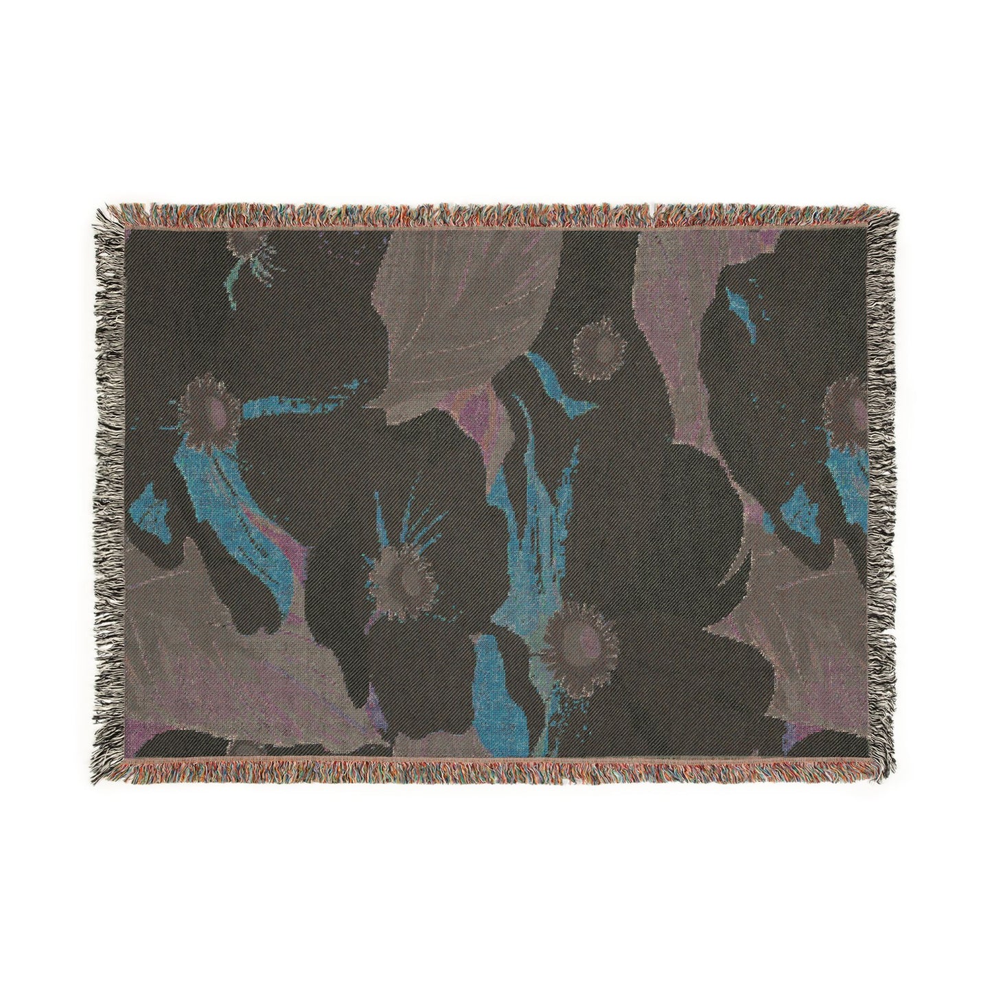 Floral Woven Blanket — Vintage Pink & Green Botanical Throw