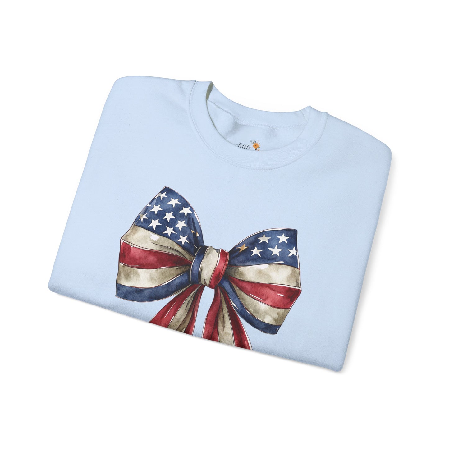 Red White Blue Coquette Bow Sweatshirt • 4th of July Crewneck • American Flag Design