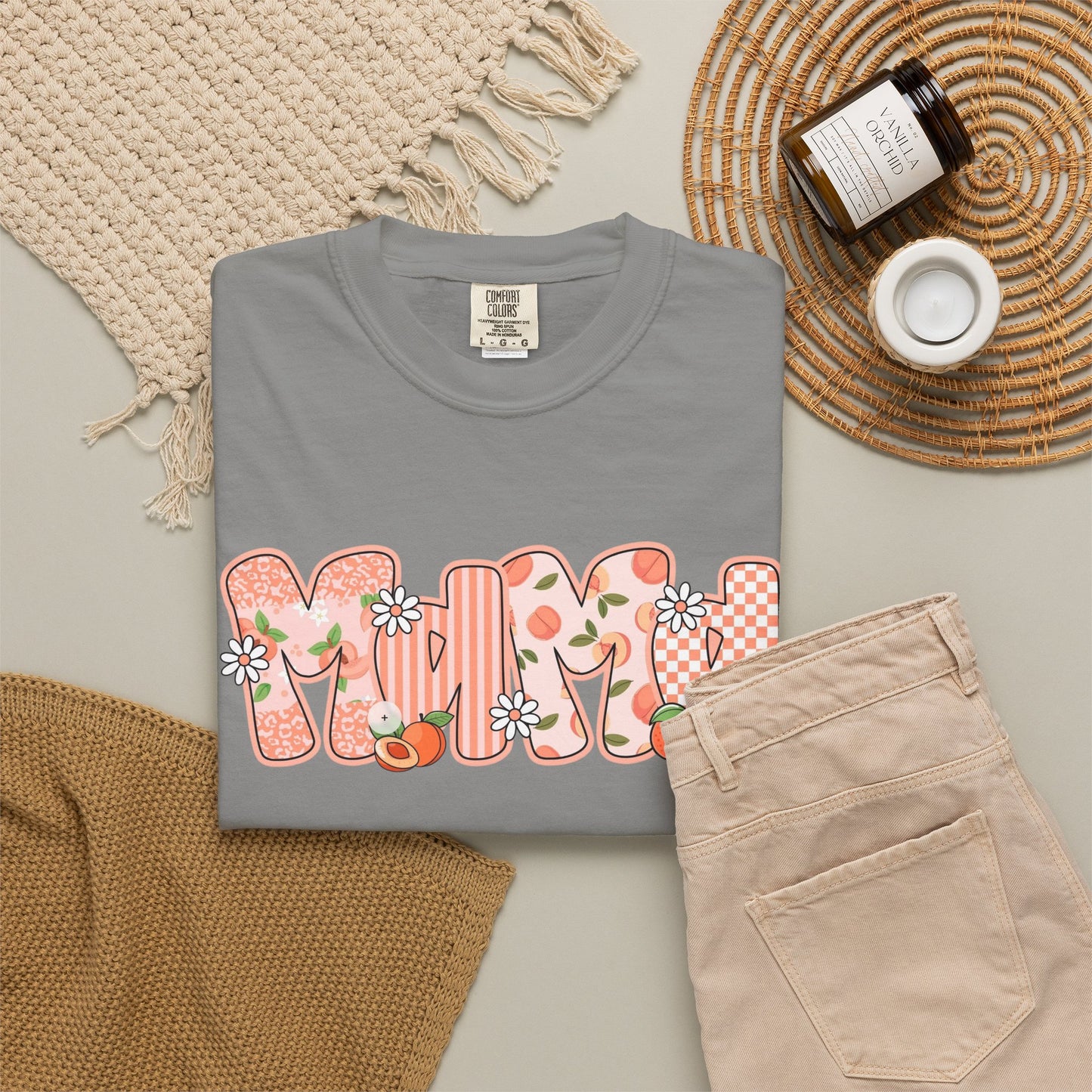 Peach Floral Mama Graphic Tee • Spring Mama Shirt • Soft Girly Mom Shirt • Floral Boutique Style Outfit