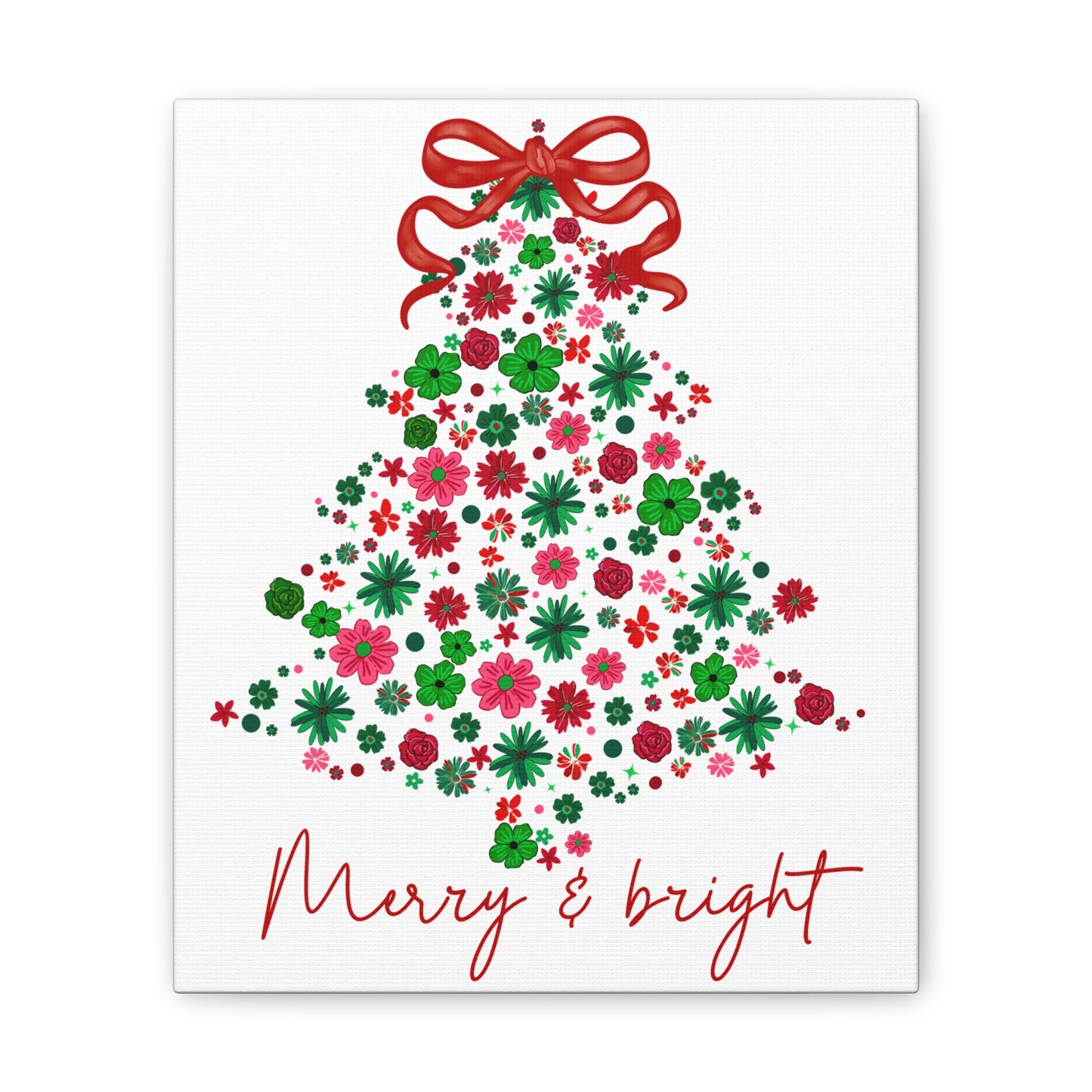 Festive Canvas Wall Art - Merry & Bright Christmas Tree