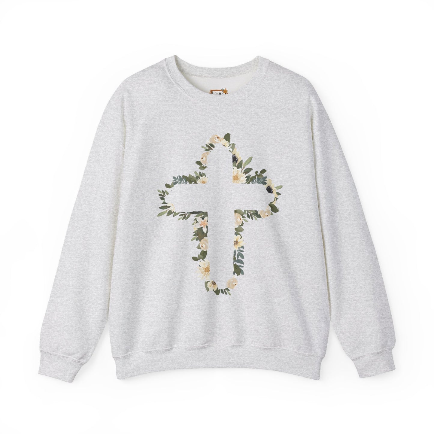 Floral Cross Crewneck Sweatshirt — Christian Faith Floral Pullover