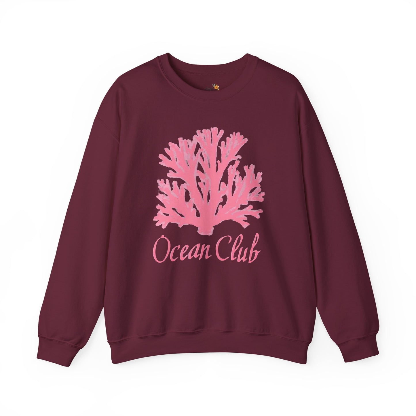 Ocean Club Crewneck • Coastal Summer Sweatshirt • Pink Coral Beach Vacation Pullover • Resort Style