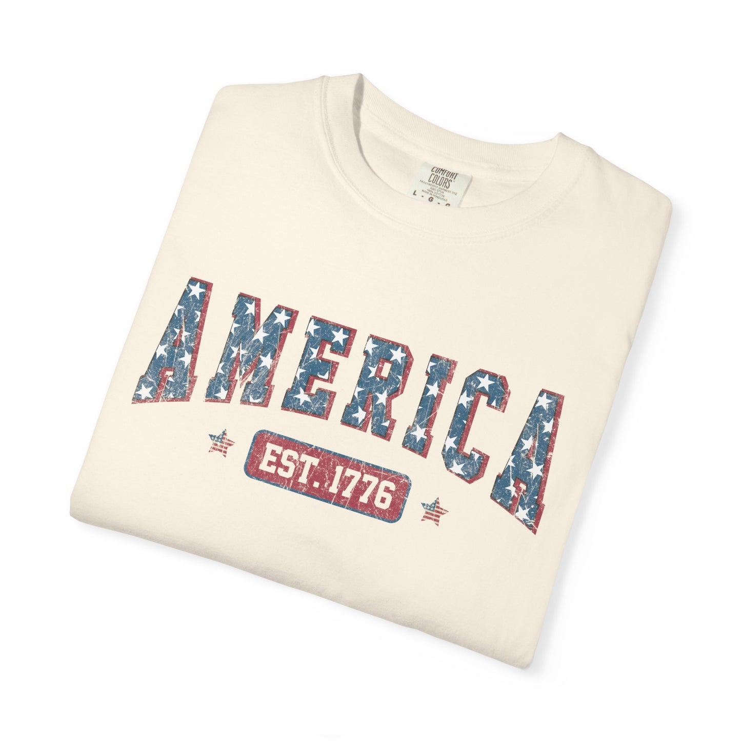 America Est 1776 T-Shirt • Vintage Patriotic Graphic Tee • Red White Blue Fourth of July Shirt