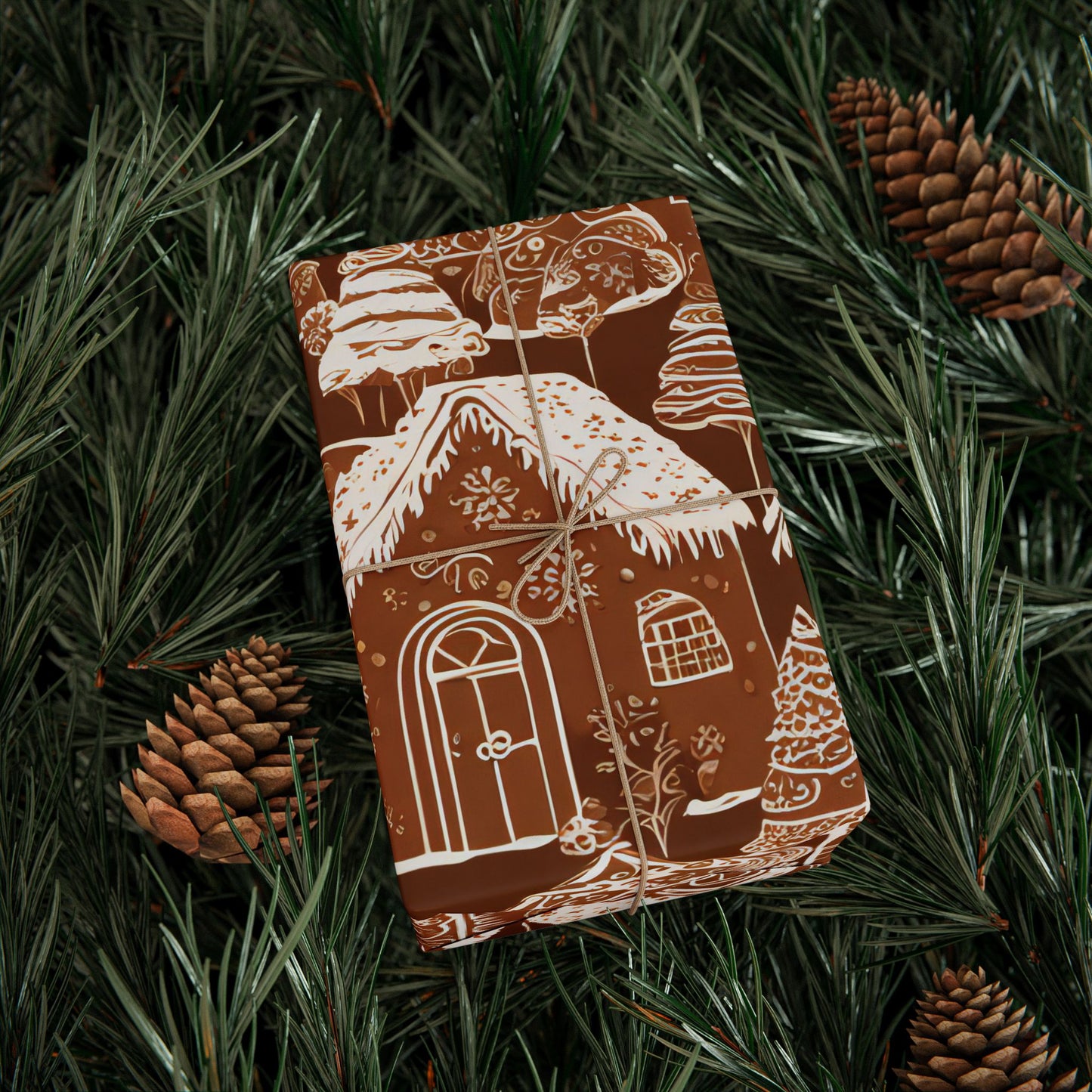 Gingerbread Village Christmas Blanket & Wrapping Paper | Brown & White Icing Cookie Houses | Cozy Holiday Gift Wrap | Winter Home Décor