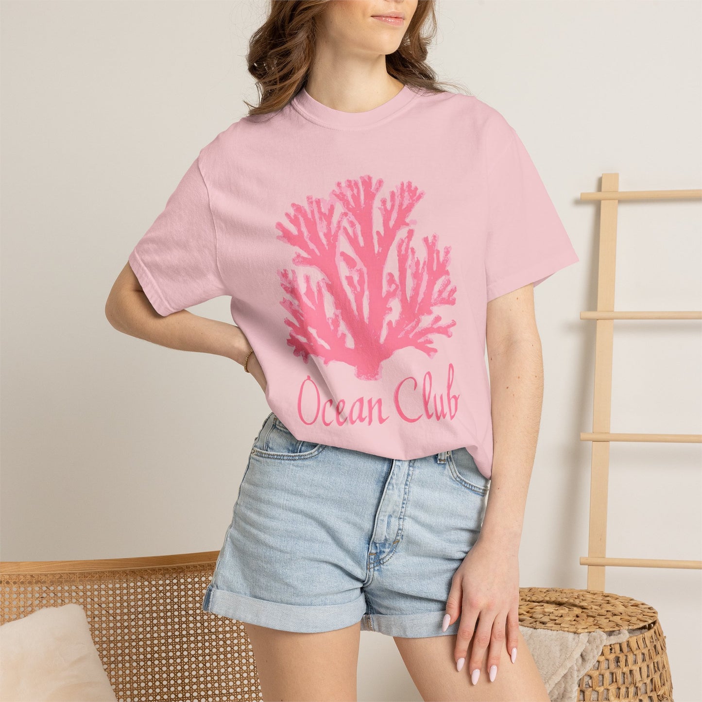 Ocean Club Summer Shirt • Pink Coral Beach Tee • Coastal Vacation Graphic Shirt • Beach Trip Outfit