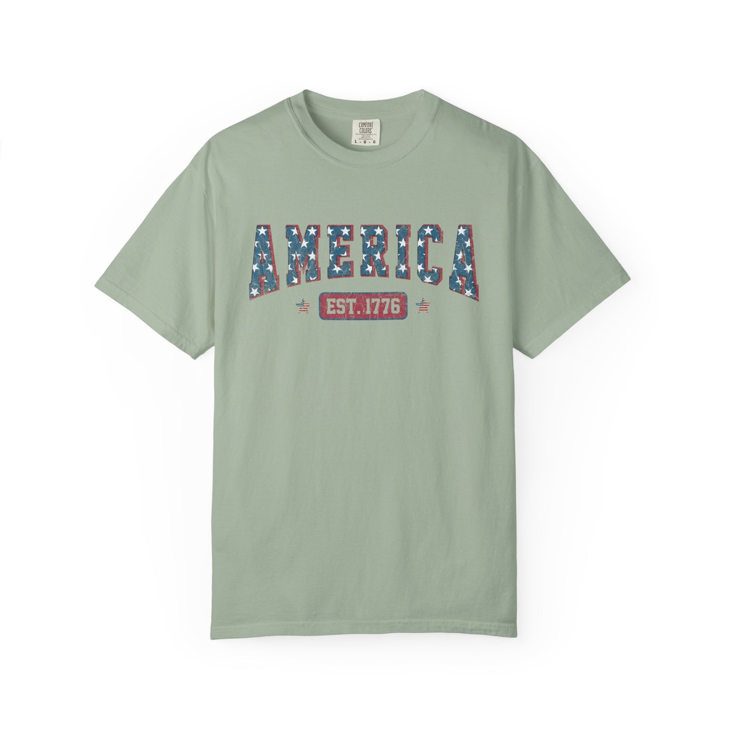 America Est 1776 T-Shirt • Vintage Patriotic Graphic Tee • Red White Blue Fourth of July Shirt