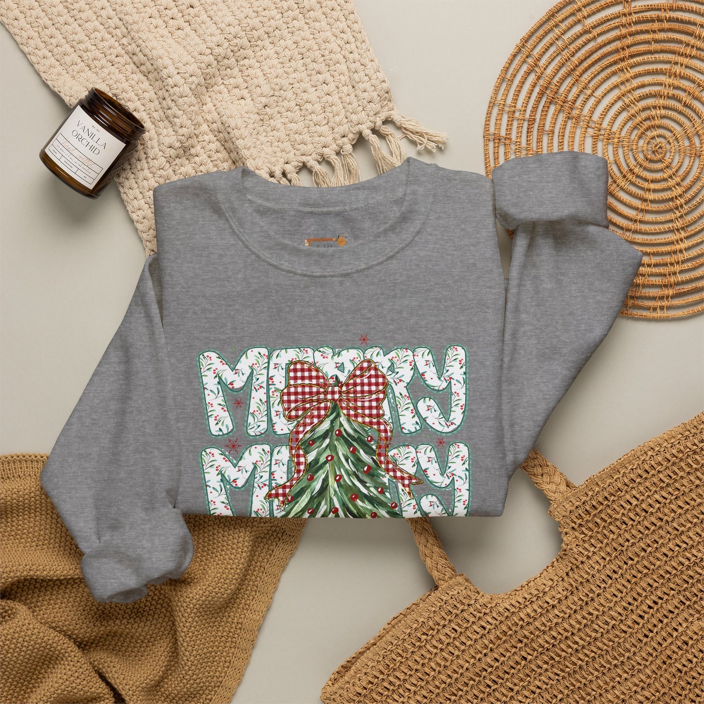 Christmas Tree Crewneck Sweatshirt — Merry Merry Holiday Graphic