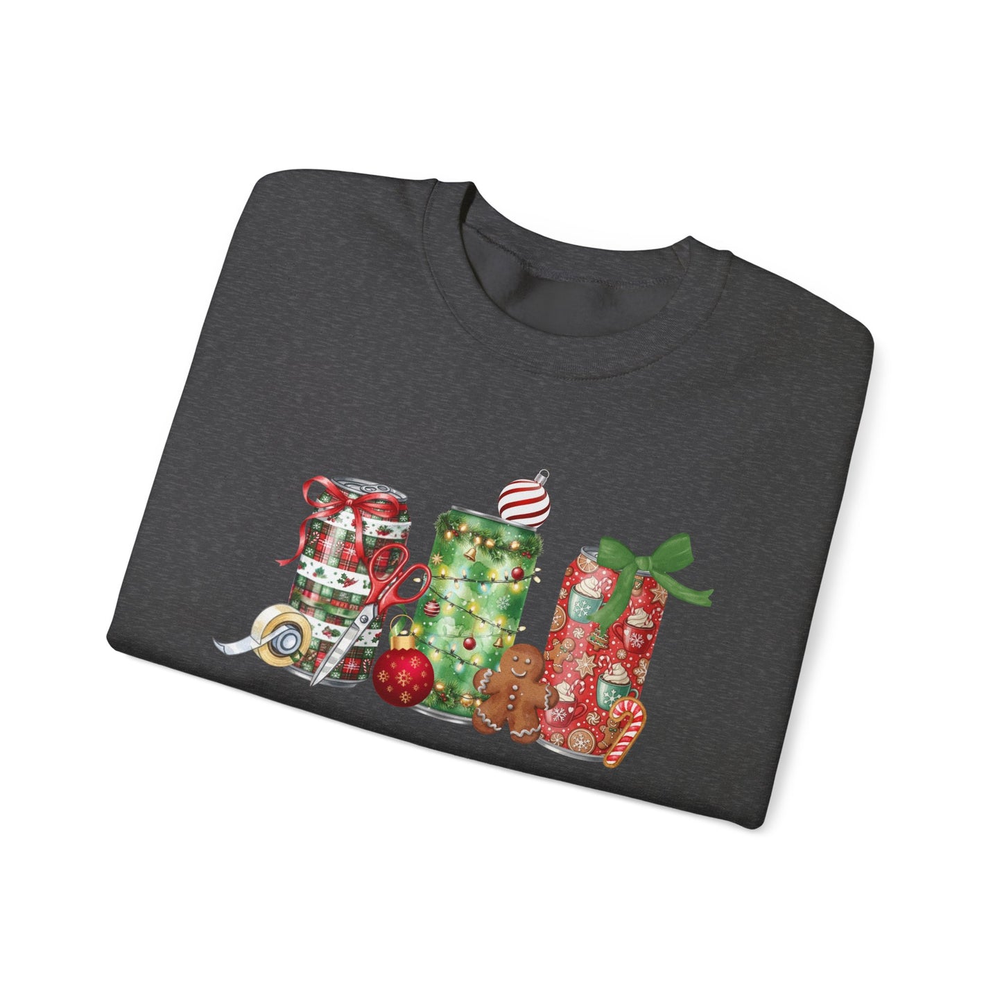 Christmas Soda Crewneck Sweatshirt | Festive Holiday Energy Drink Design | Heavy Blend Cozy Red,Green, Navy, Black, Pink Christmas Sweater for Winter Parties & Gifts
