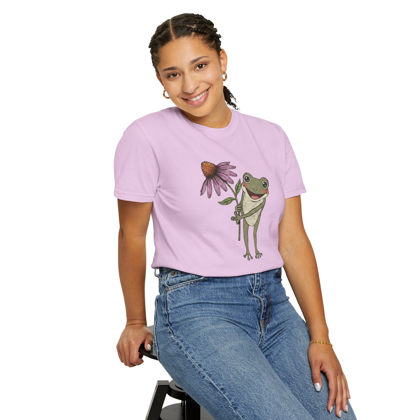 Spring Cottage Frog Tee • Whimsical Garden Wildflower T-shirt • Cottagecore Floral Tshirt