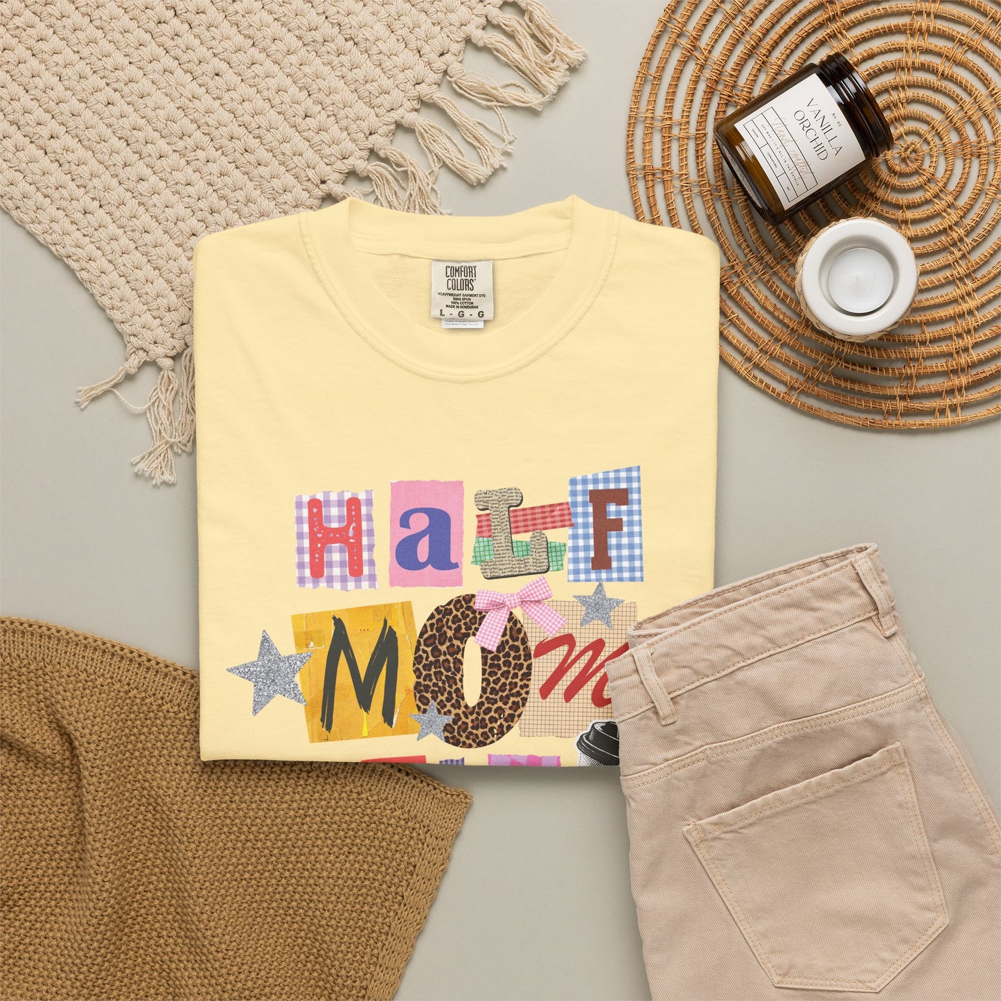 Half Mom Half Coffee Graphic Tee • Funny Mom Shirt Women • Trendy Patchwork Mixed Print Leopard Gingham Tee • Mom Life Shirt