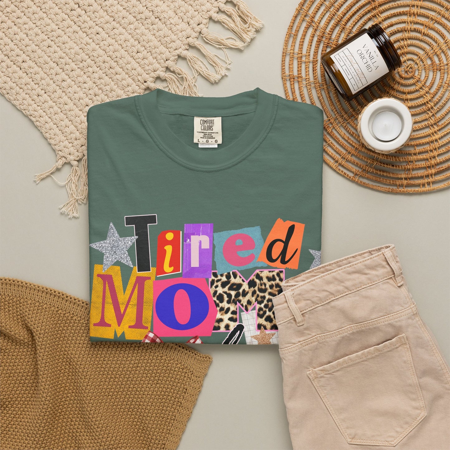 Tired Moms Club Shirt Women • Funny Mom Shirt • Trendy Patchwork Leopard Gingham Graphic Tee • Relatable Mom Outfit