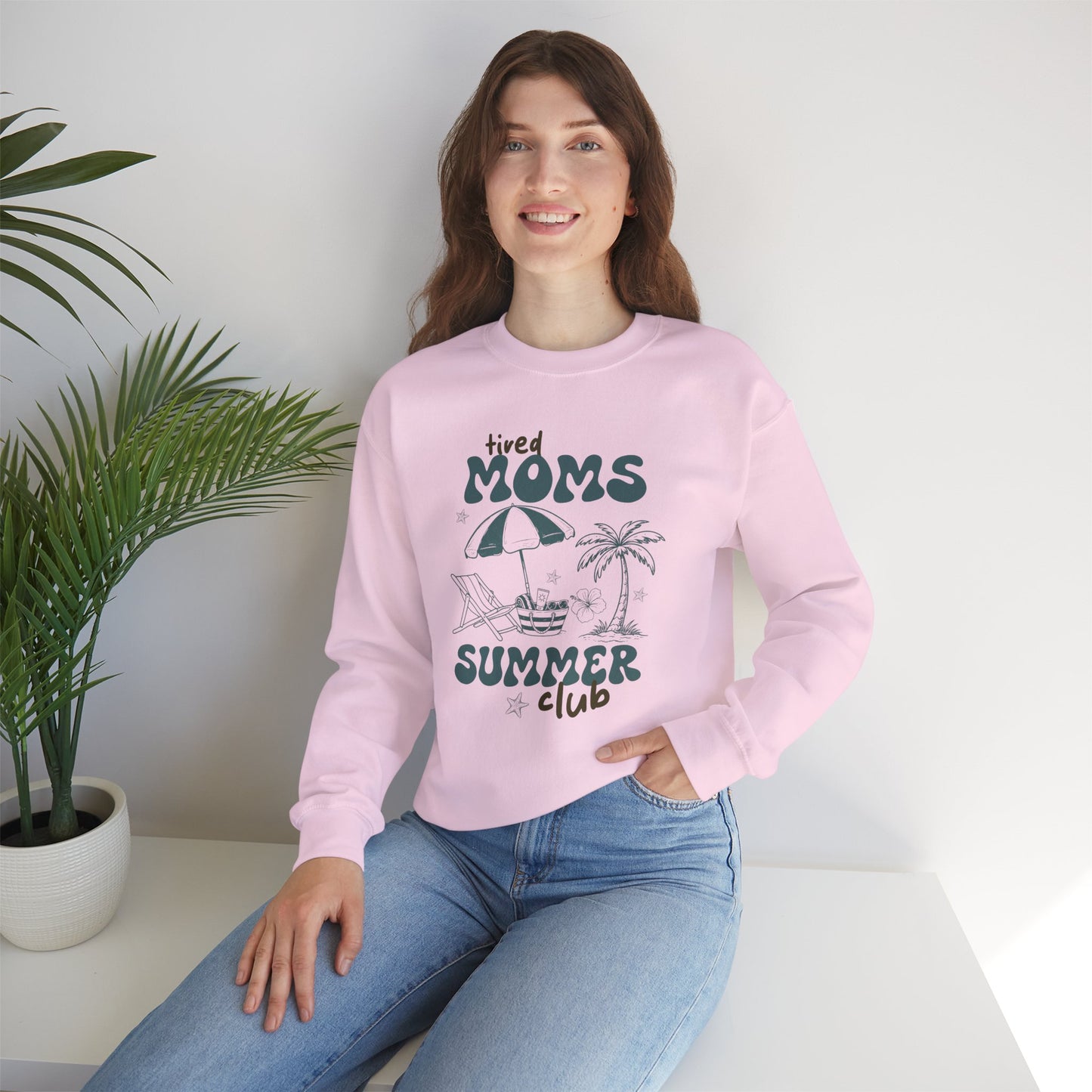 Tired Moms Summer Club Crewneck • Beach Vacation Mom Sweatshirt • Pool Day Mama Cozy Sweatshirt