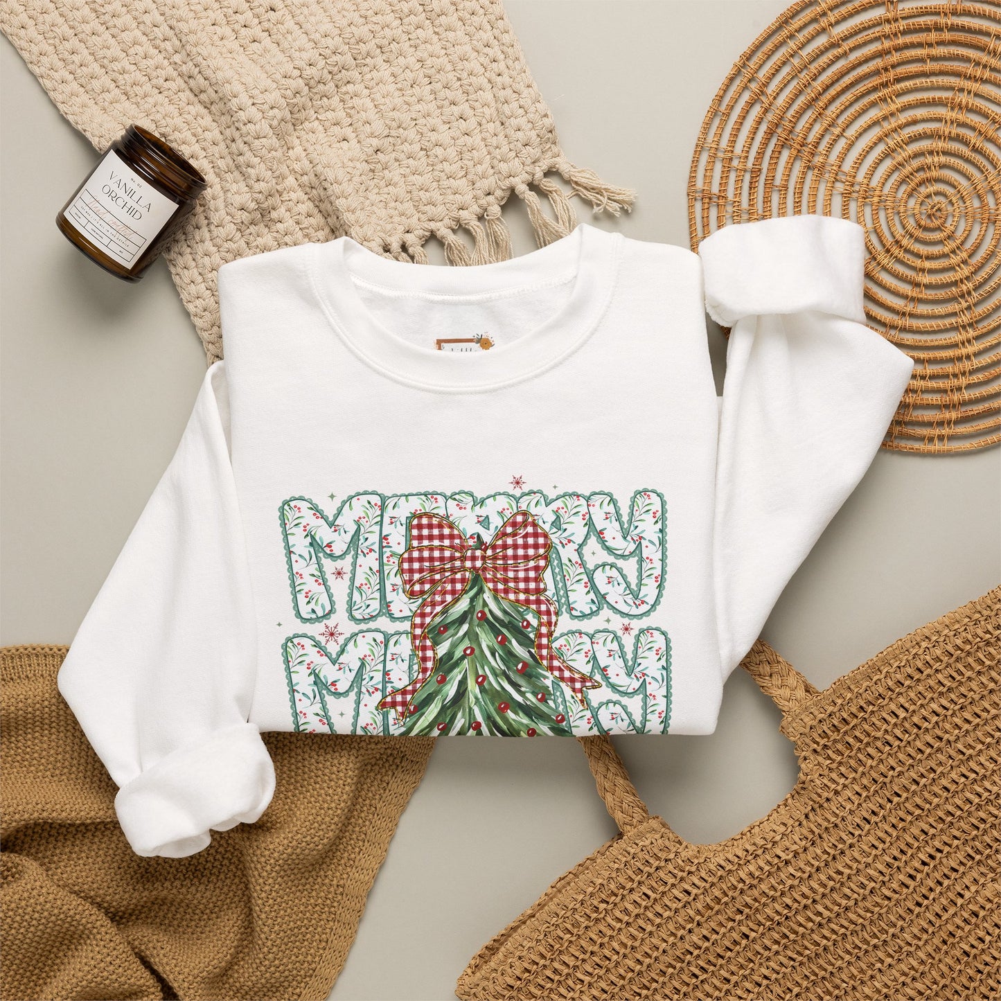 Christmas Tree Crewneck Sweatshirt — Merry Merry Holiday Graphic